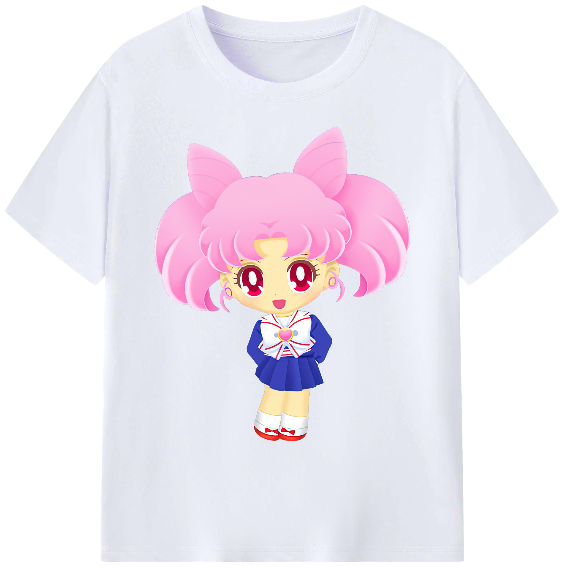 （画像用） 美少女戦士セーラームーン ちびうさ Sailor Moon Chibiusa Tsukino Usagi Small Lady Serenity 綿100％ メンズ半袖Tシャツ｜肌触りやわらか＆通気性