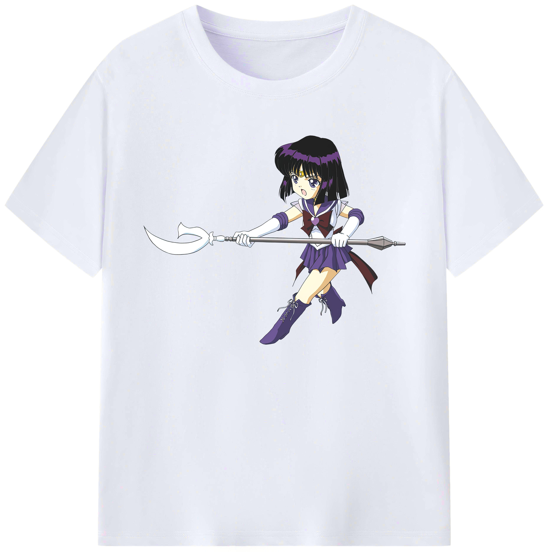 （画像用） 美少女戦士セーラームーン 土萠ほたる Sailor Moon Tomoe Hotaru （セーラーサターン；Sailor Saturn） 綿100％ メンズ半袖Tシャツ｜肌触りやわらか＆通気性
