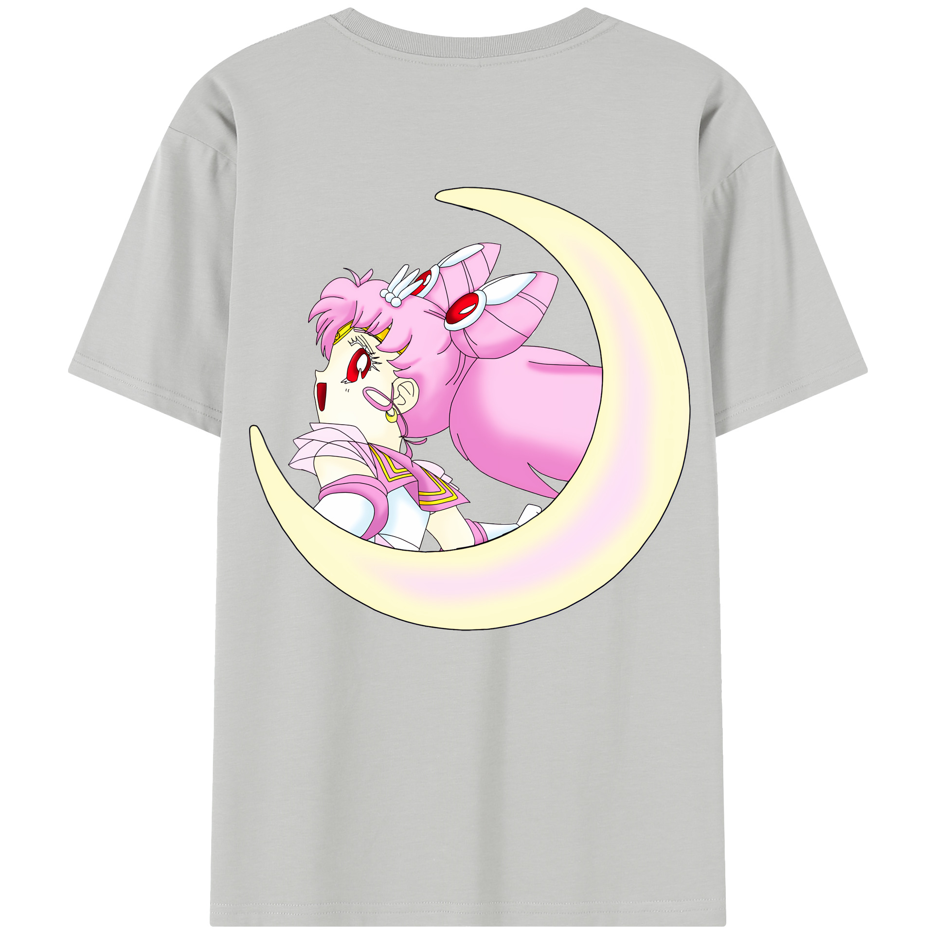 （画像用） 美少女戦士セーラームーン ちびうさ Sailor Moon Chibiusa Tsukino Usagi Small Lady Serenity レディース半袖Tシャツ(バックプリント)
