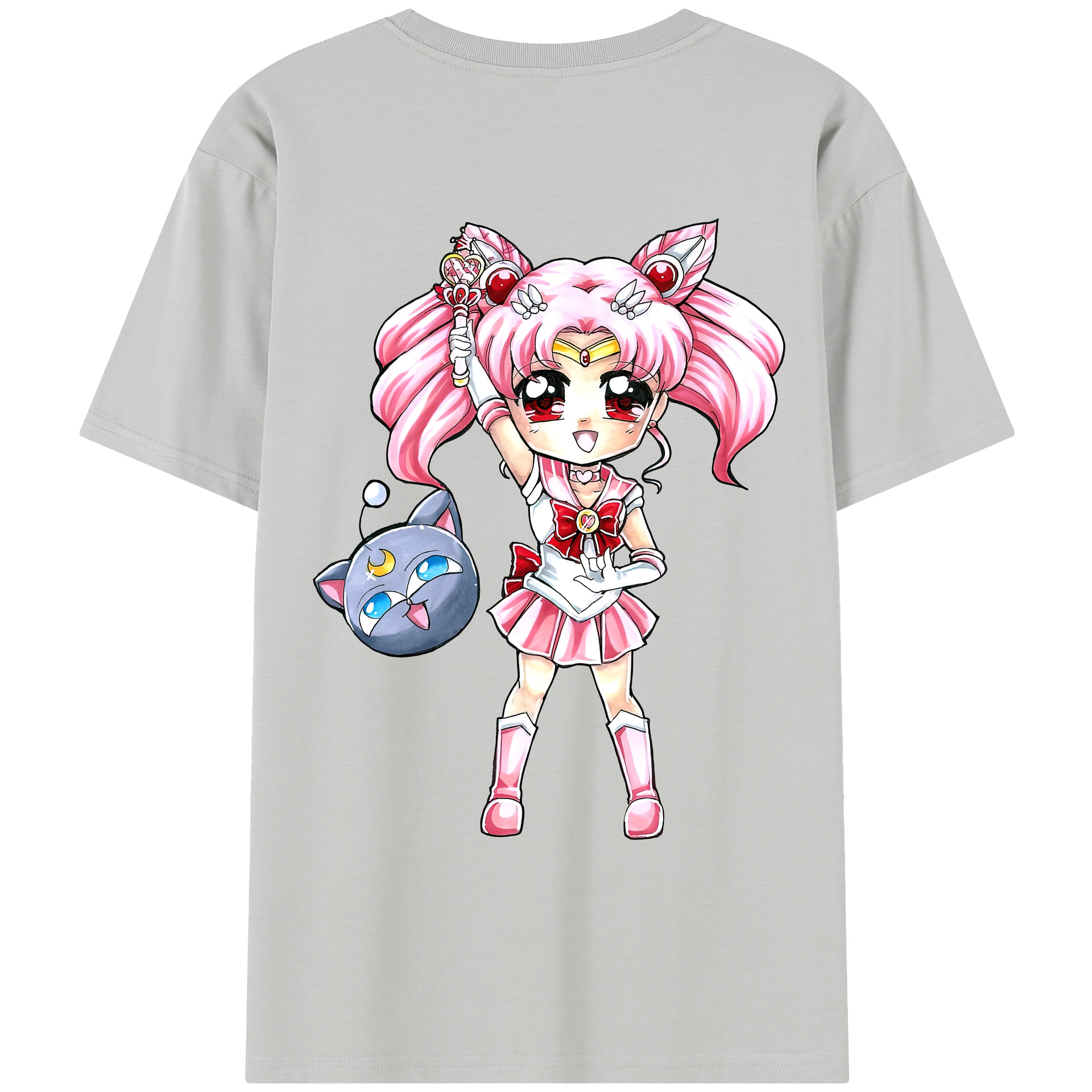 （画像用） 美少女戦士セーラームーン ちびうさ Sailor Moon Chibiusa Tsukino Usagi Small Lady Serenity レディース半袖Tシャツ(バックプリント)