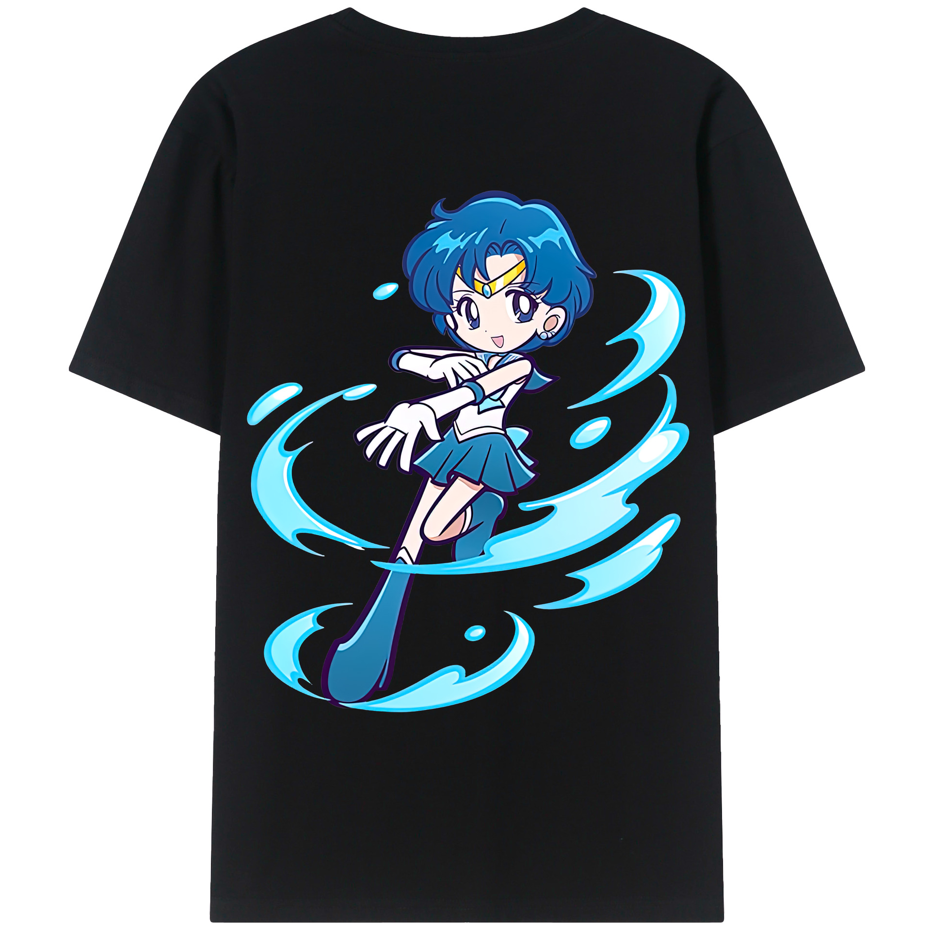 （画像用） 美少女戦士セーラームーン 水野 亜美 みずの あみ Sailor Moon Mizuno Ami レディース半袖Tシャツ(バックプリント)