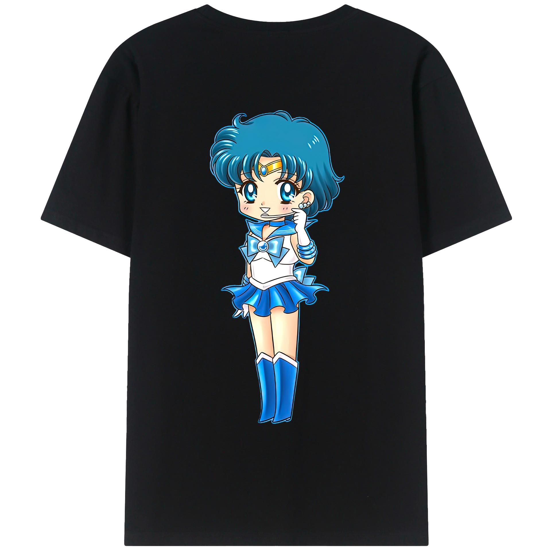 （画像用） 美少女戦士セーラームーン 水野 亜美 みずの あみ Sailor Moon Mizuno Ami レディース半袖Tシャツ(バックプリント)