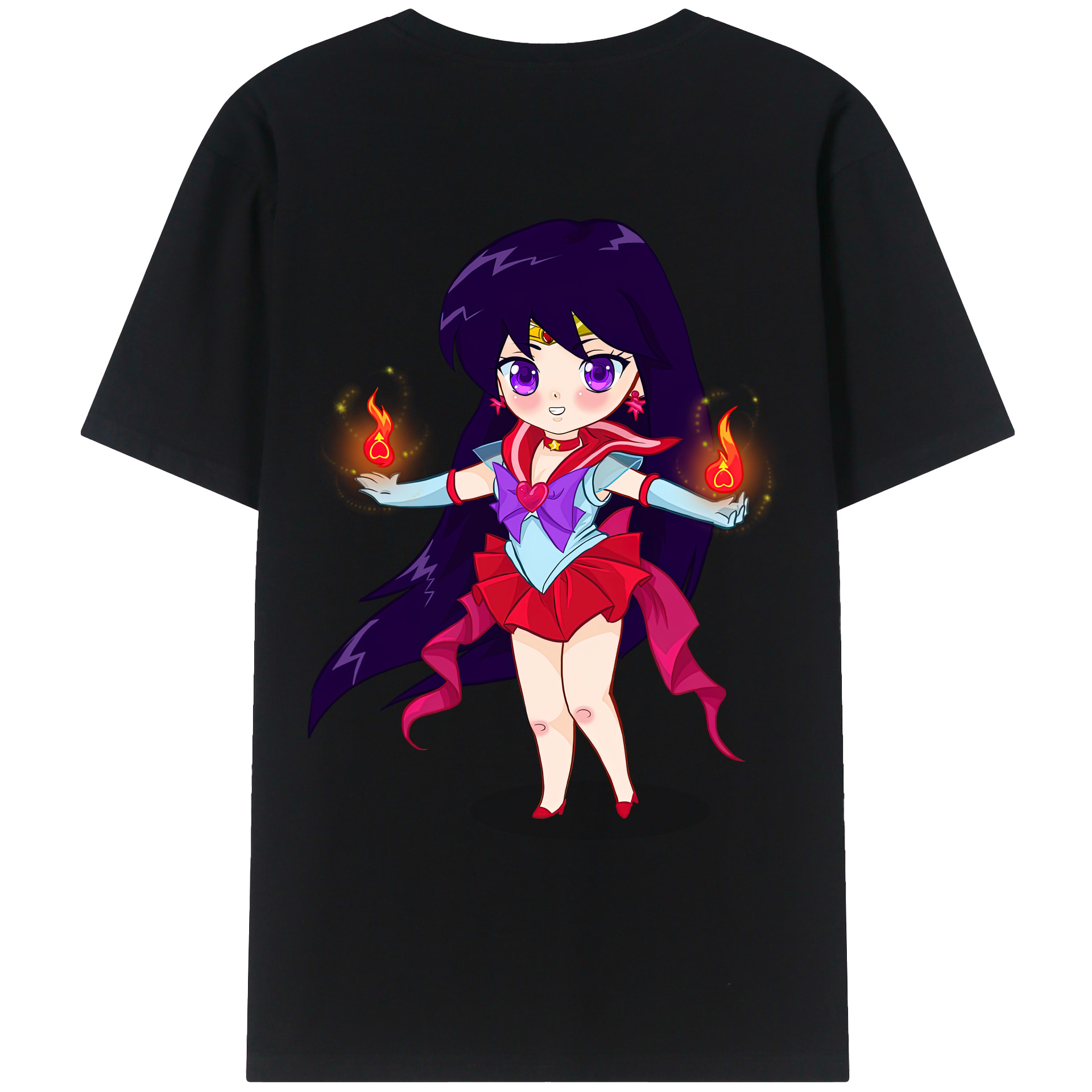 （画像用） 美少女戦士セーラームーン 火野レイ ひの レイ Sailor Moon Hino Rei （セーラーマーズ,Sailor Mars） レディース半袖Tシャツ(バックプリント)