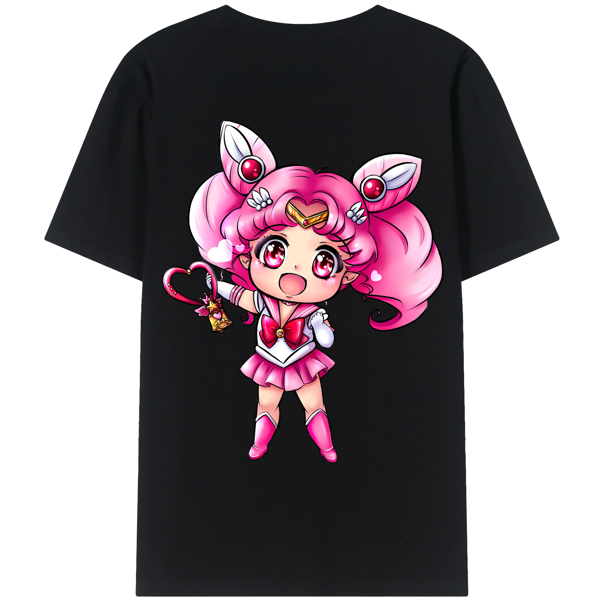 （画像用） 美少女戦士セーラームーン ちびうさ Sailor Moon Chibiusa Tsukino Usagi Small Lady Serenity レディース半袖Tシャツ(バックプリント)