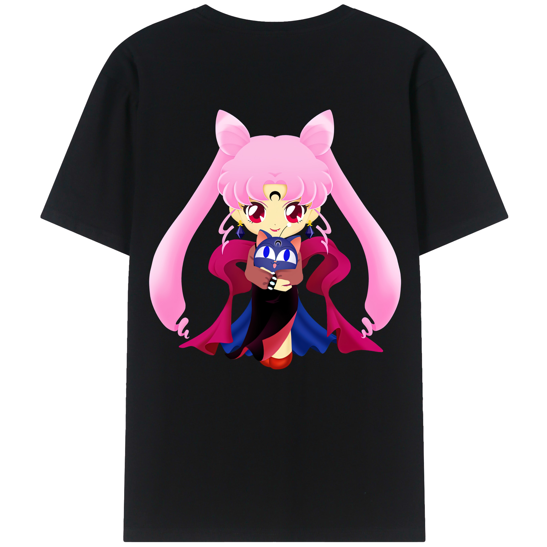 （画像用） 美少女戦士セーラームーン ちびうさ Sailor Moon Chibiusa Tsukino Usagi Small Lady Serenity レディース半袖Tシャツ(バックプリント)