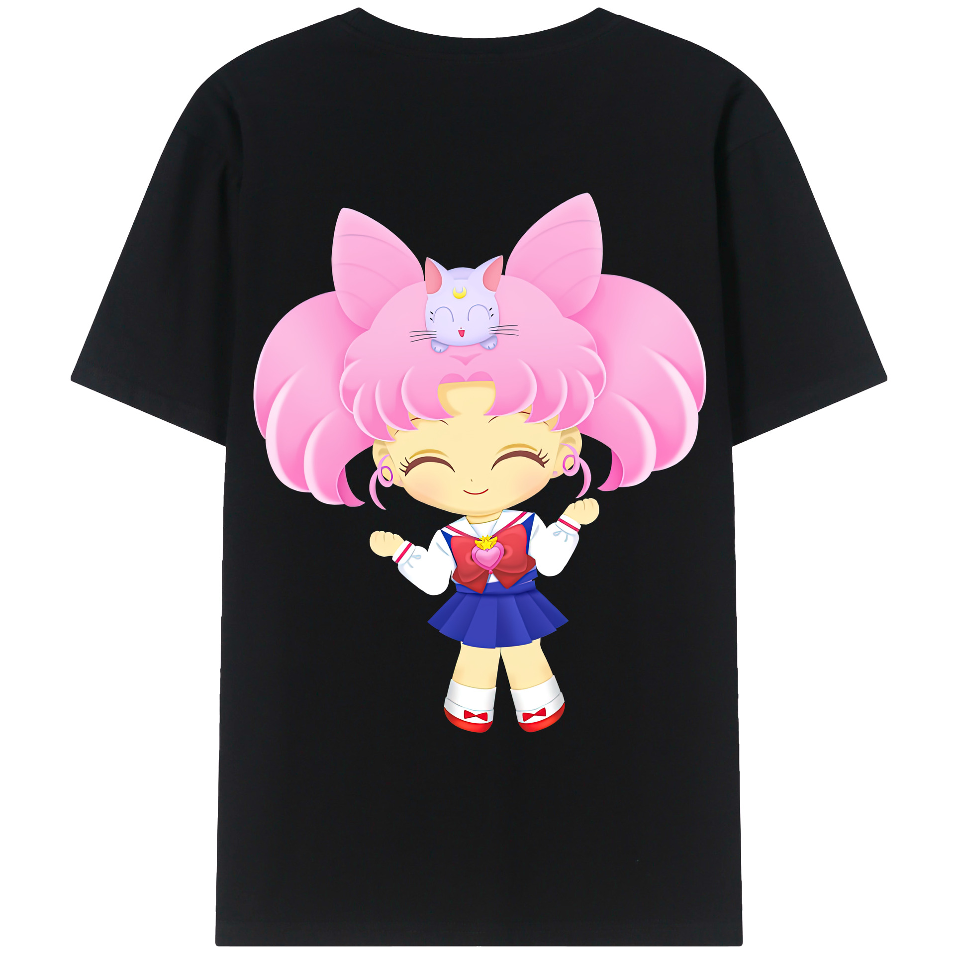 （画像用） 美少女戦士セーラームーン ちびうさ Sailor Moon Chibiusa Tsukino Usagi Small Lady Serenity レディース半袖Tシャツ(バックプリント)