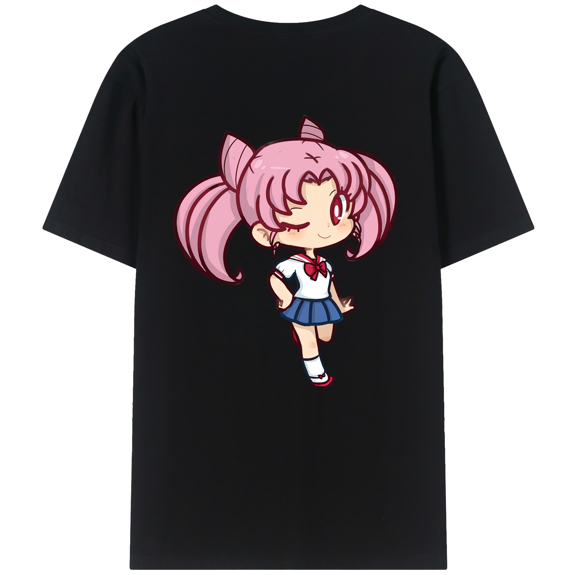 （画像用） 美少女戦士セーラームーン ちびうさ Sailor Moon Chibiusa Tsukino Usagi Small Lady Serenity レディース半袖Tシャツ(バックプリント)