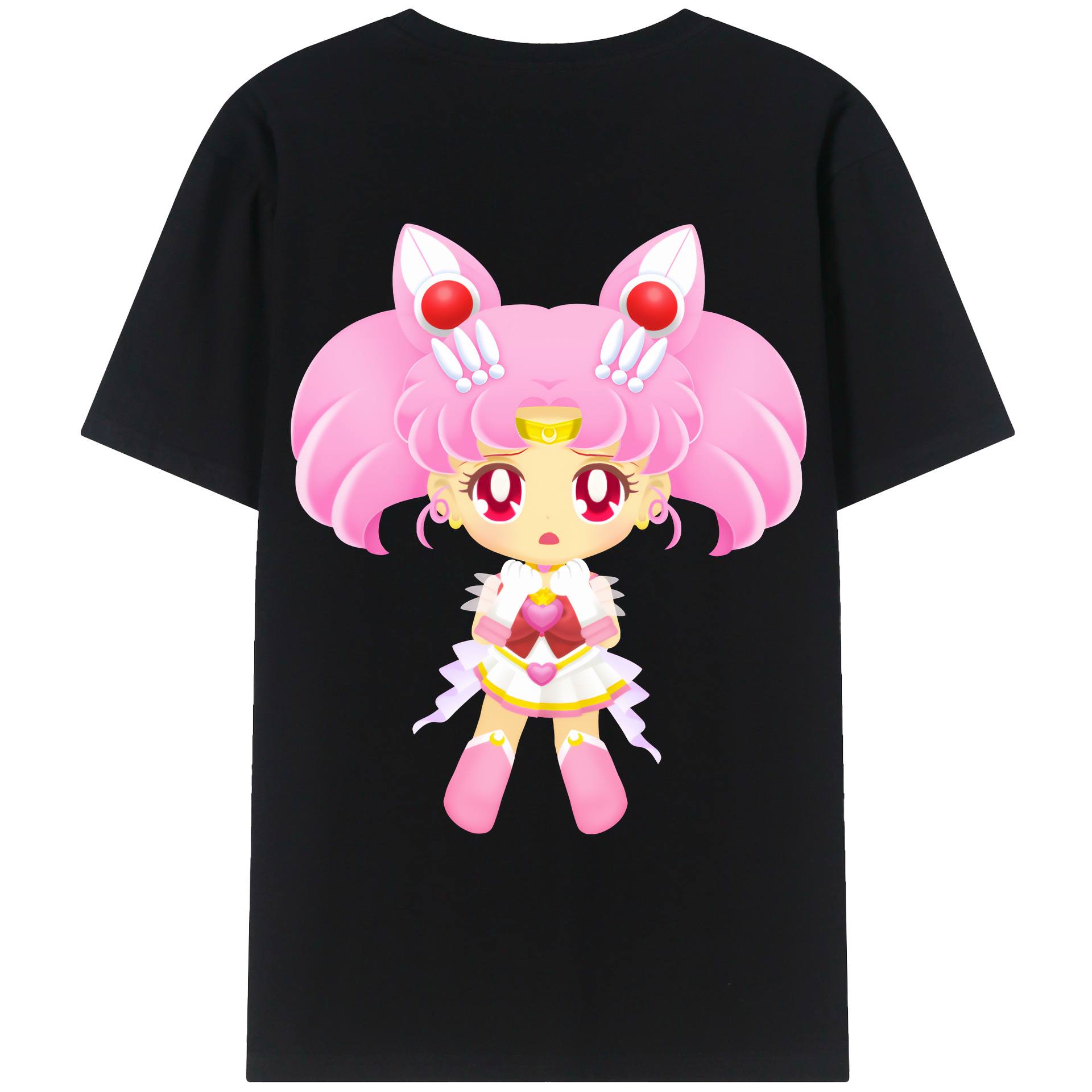 （画像用） 美少女戦士セーラームーン ちびうさ Sailor Moon Chibiusa Tsukino Usagi Small Lady Serenity レディース半袖Tシャツ(バックプリント)