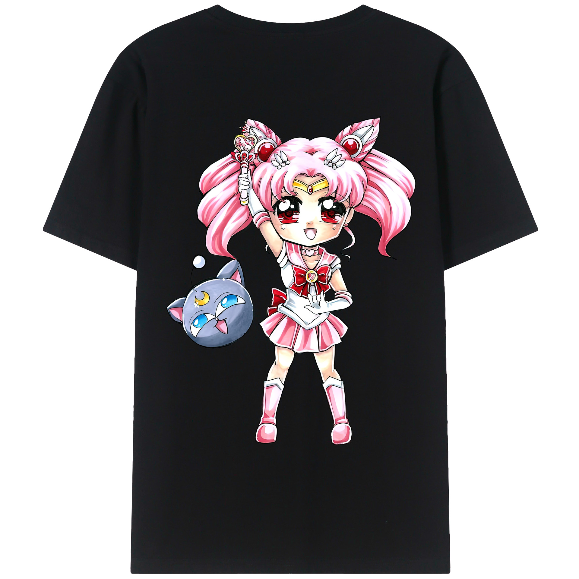 （画像用） 美少女戦士セーラームーン ちびうさ Sailor Moon Chibiusa Tsukino Usagi Small Lady Serenity レディース半袖Tシャツ(バックプリント)