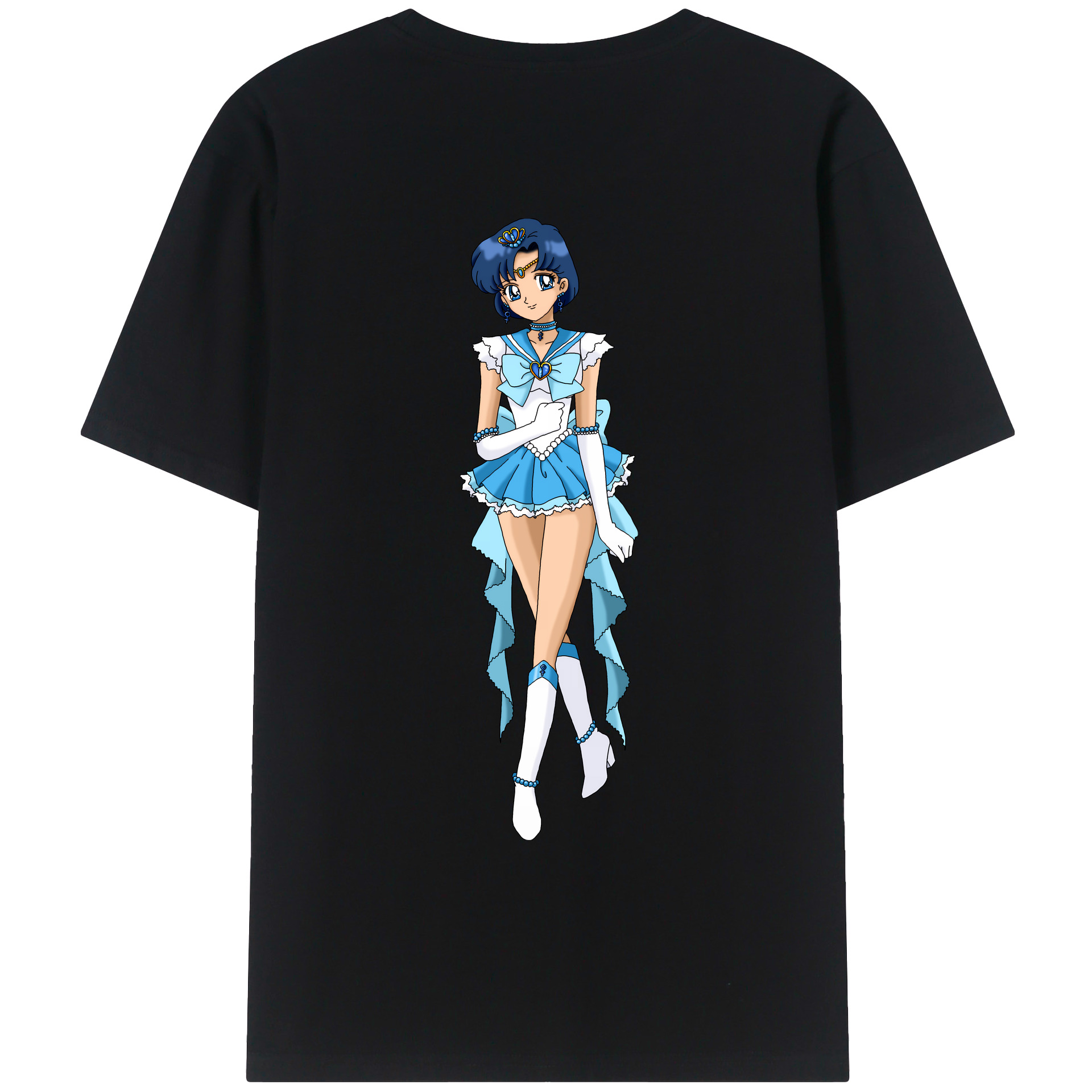 （画像用） 美少女戦士セーラームーン 水野 亜美 みずの あみ Sailor Moon Mizuno Ami レディース半袖Tシャツ(バックプリント)