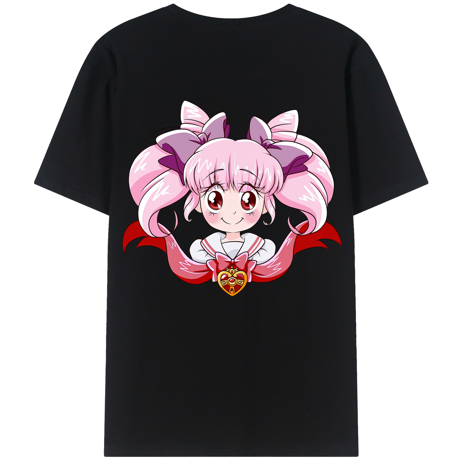 （画像用） 美少女戦士セーラームーン ちびうさ Sailor Moon Chibiusa Tsukino Usagi Small Lady Serenity レディース半袖Tシャツ(バックプリント)