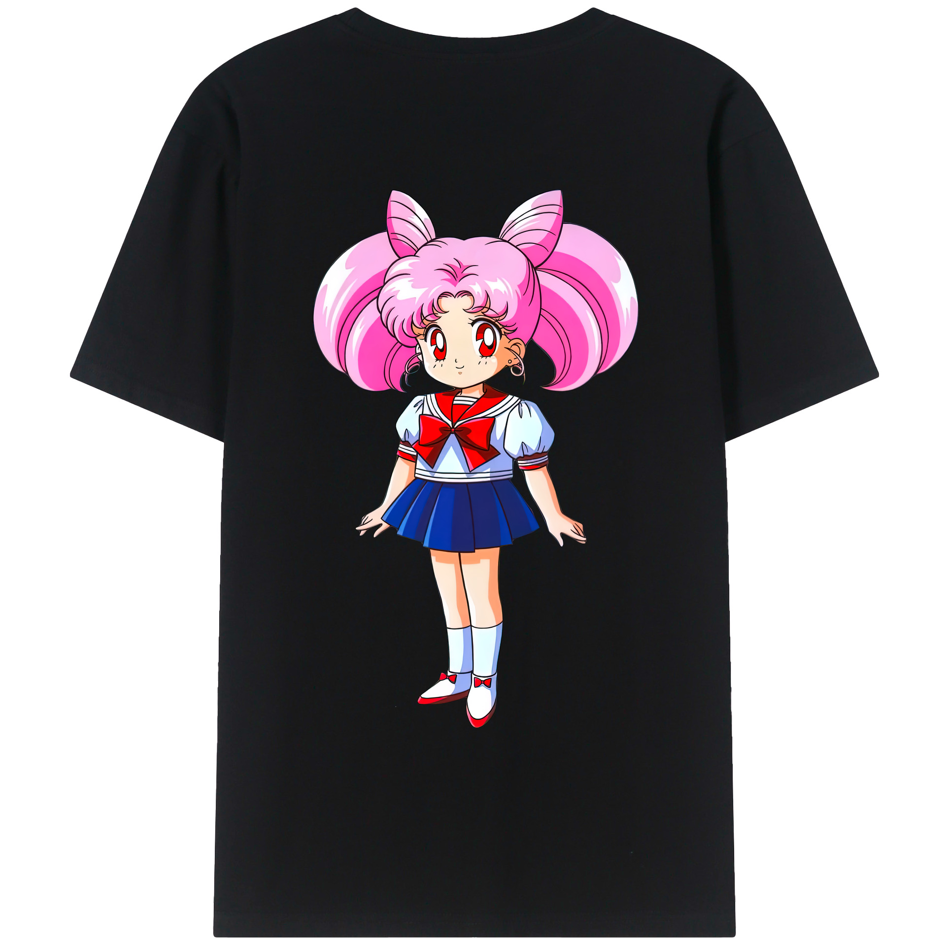 （画像用） 美少女戦士セーラームーン ちびうさ Sailor Moon Chibiusa Tsukino Usagi Small Lady Serenity レディース半袖Tシャツ(バックプリント)