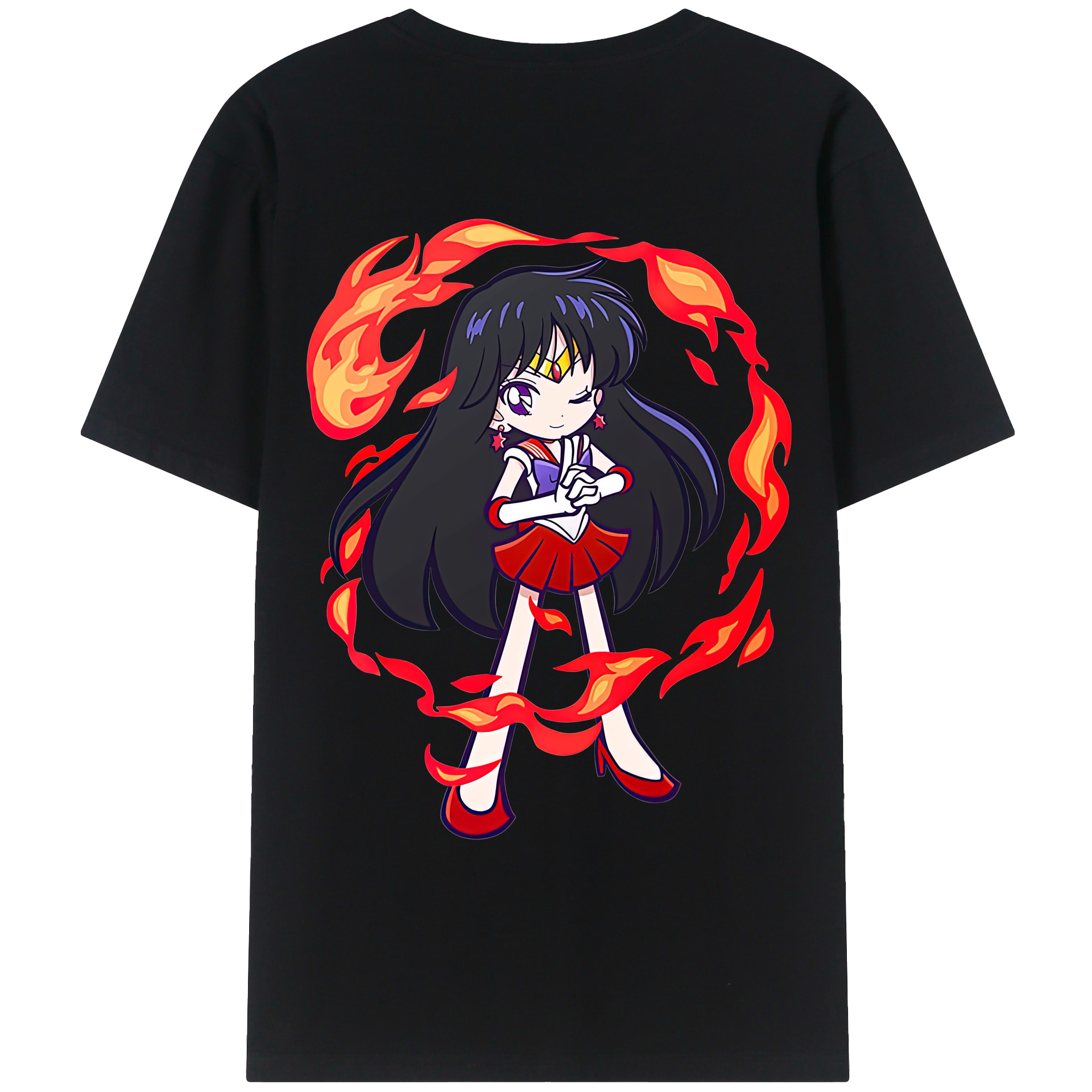 （画像用） 美少女戦士セーラームーン 火野レイ ひの レイ Sailor Moon Hino Rei （セーラーマーズ,Sailor Mars） レディース半袖Tシャツ(バックプリント)