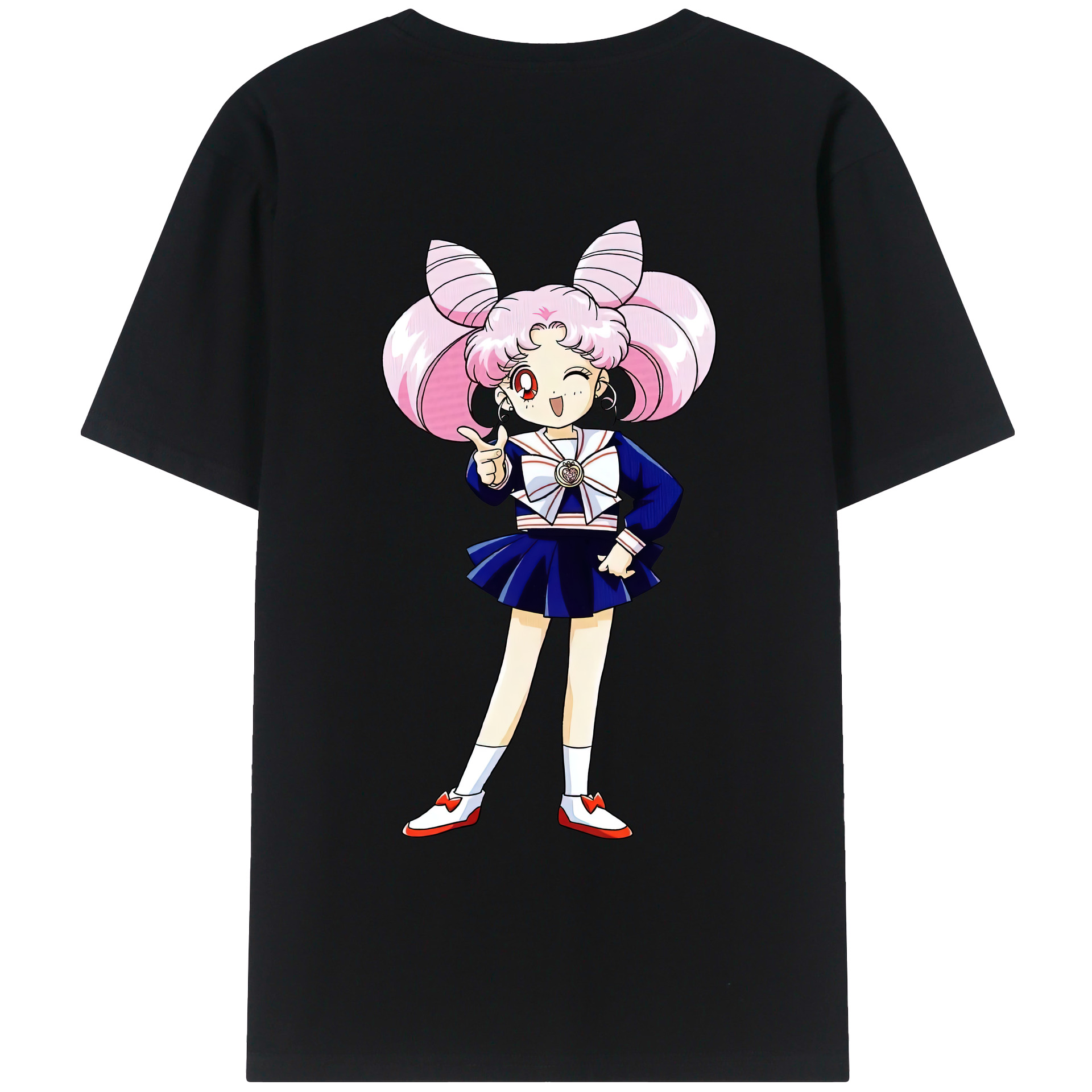 （画像用） 美少女戦士セーラームーン ちびうさ Sailor Moon Chibiusa Tsukino Usagi Small Lady Serenity レディース半袖Tシャツ(バックプリント)