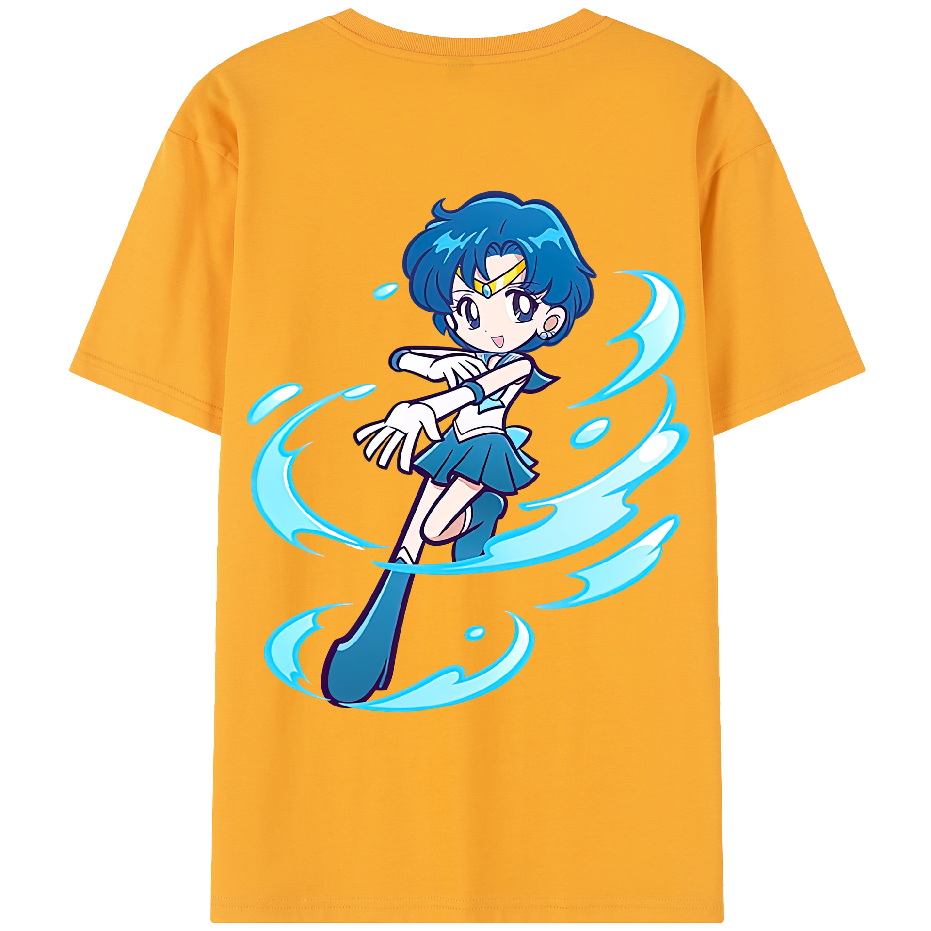 （画像用） 美少女戦士セーラームーン 水野 亜美 みずの あみ Sailor Moon Mizuno Ami レディース半袖Tシャツ(バックプリント)