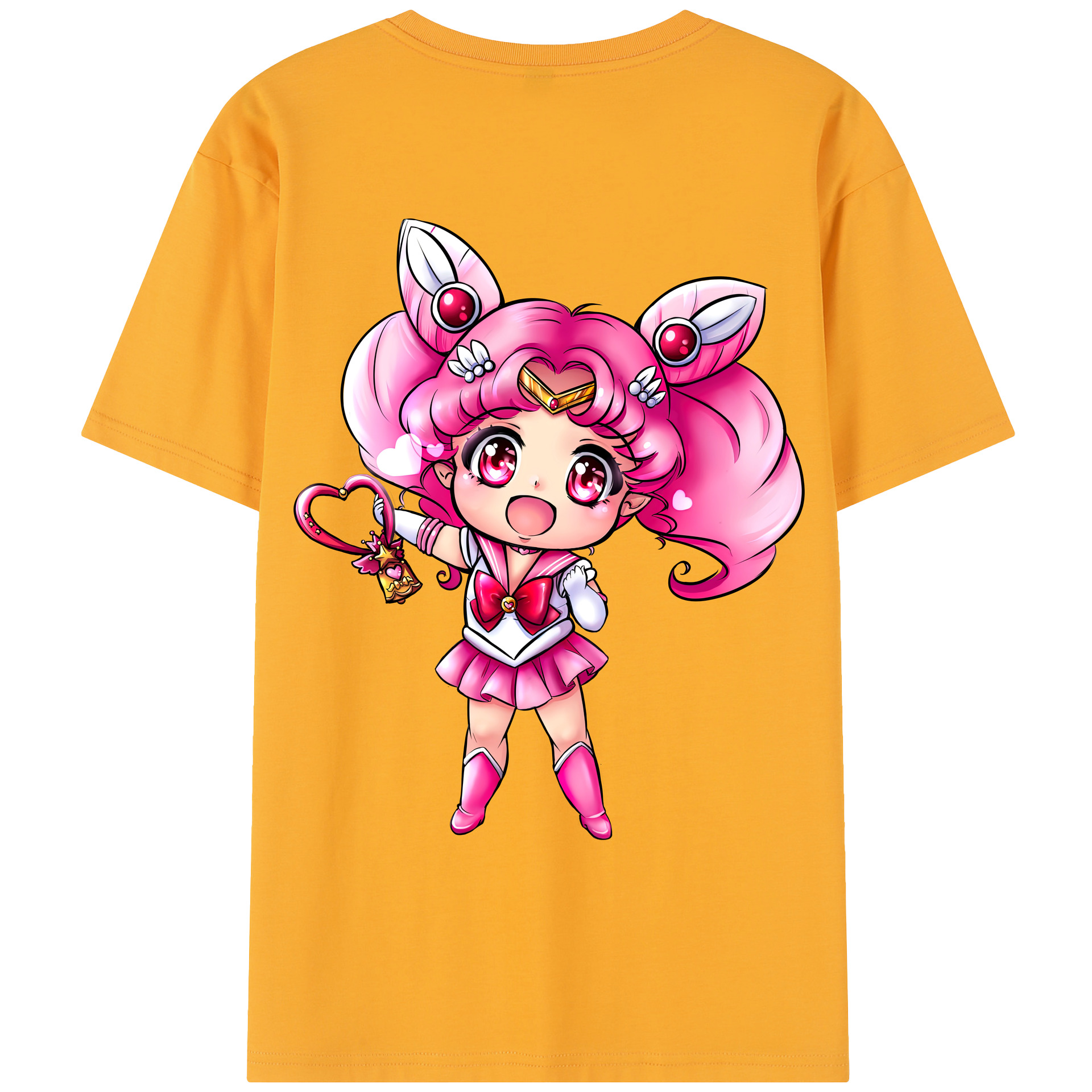 （画像用） 美少女戦士セーラームーン ちびうさ Sailor Moon Chibiusa Tsukino Usagi Small Lady Serenity レディース半袖Tシャツ(バックプリント)