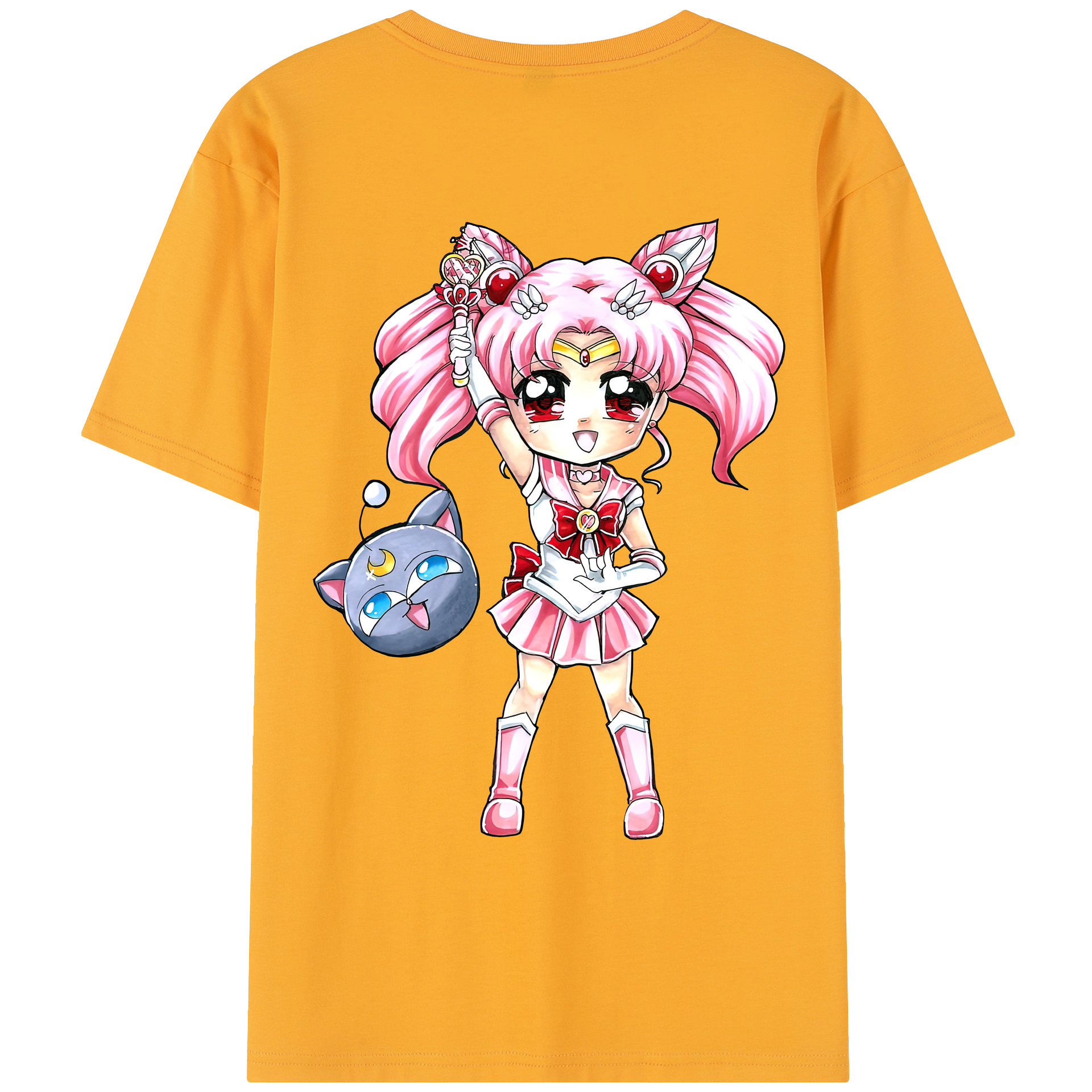 （画像用） 美少女戦士セーラームーン ちびうさ Sailor Moon Chibiusa Tsukino Usagi Small Lady Serenity レディース半袖Tシャツ(バックプリント)