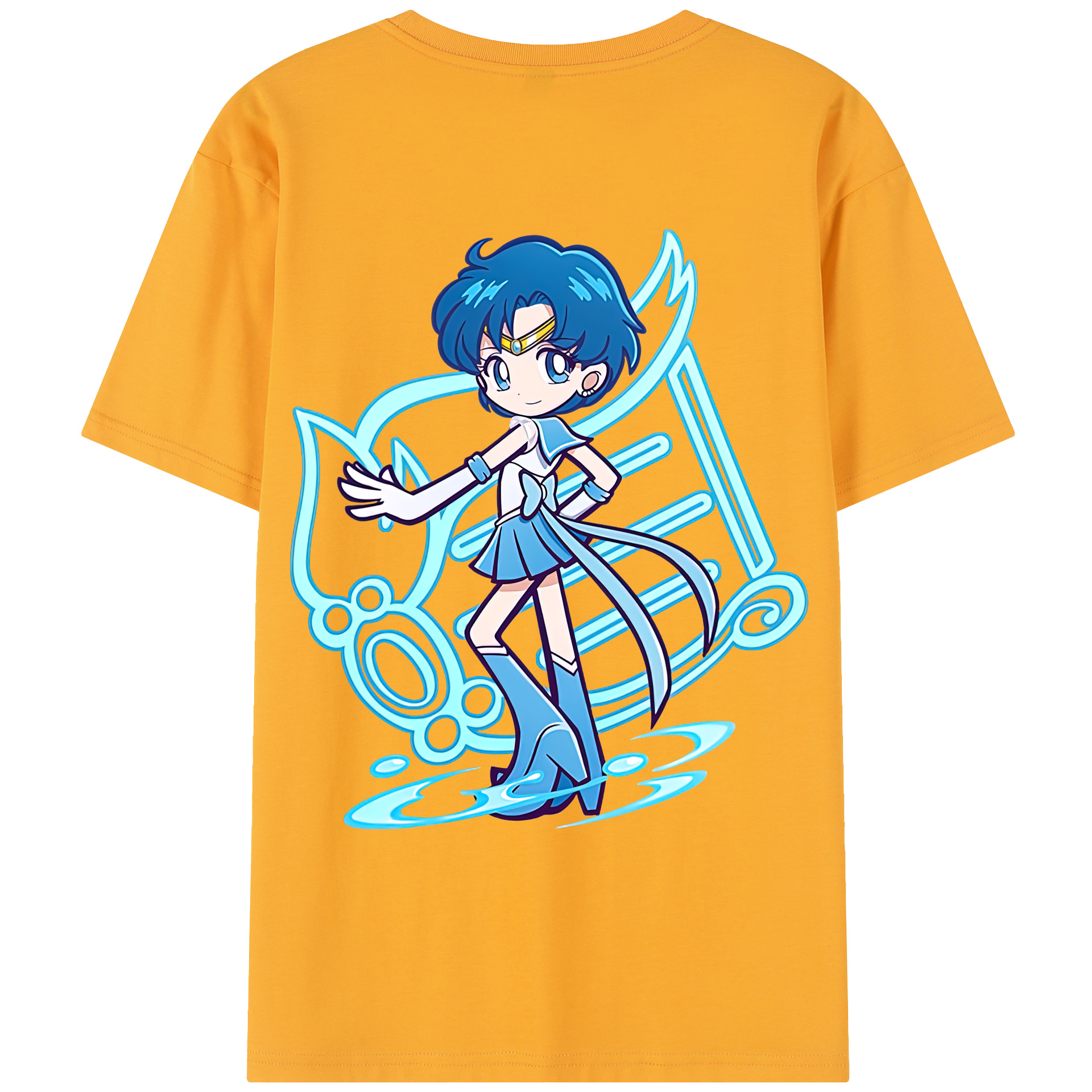 （画像用） 美少女戦士セーラームーン 水野 亜美 みずの あみ Sailor Moon Mizuno Ami レディース半袖Tシャツ(バックプリント)