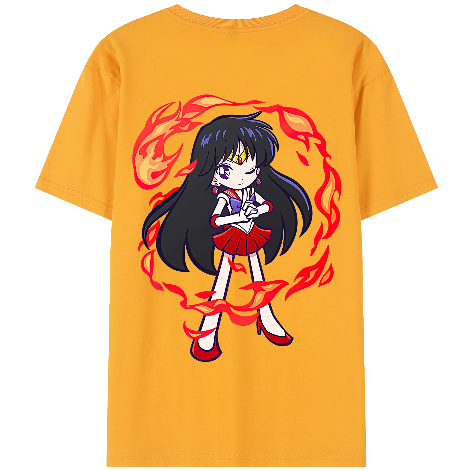 （画像用） 美少女戦士セーラームーン 火野レイ ひの レイ Sailor Moon Hino Rei （セーラーマーズ,Sailor Mars） レディース半袖Tシャツ(バックプリント)
