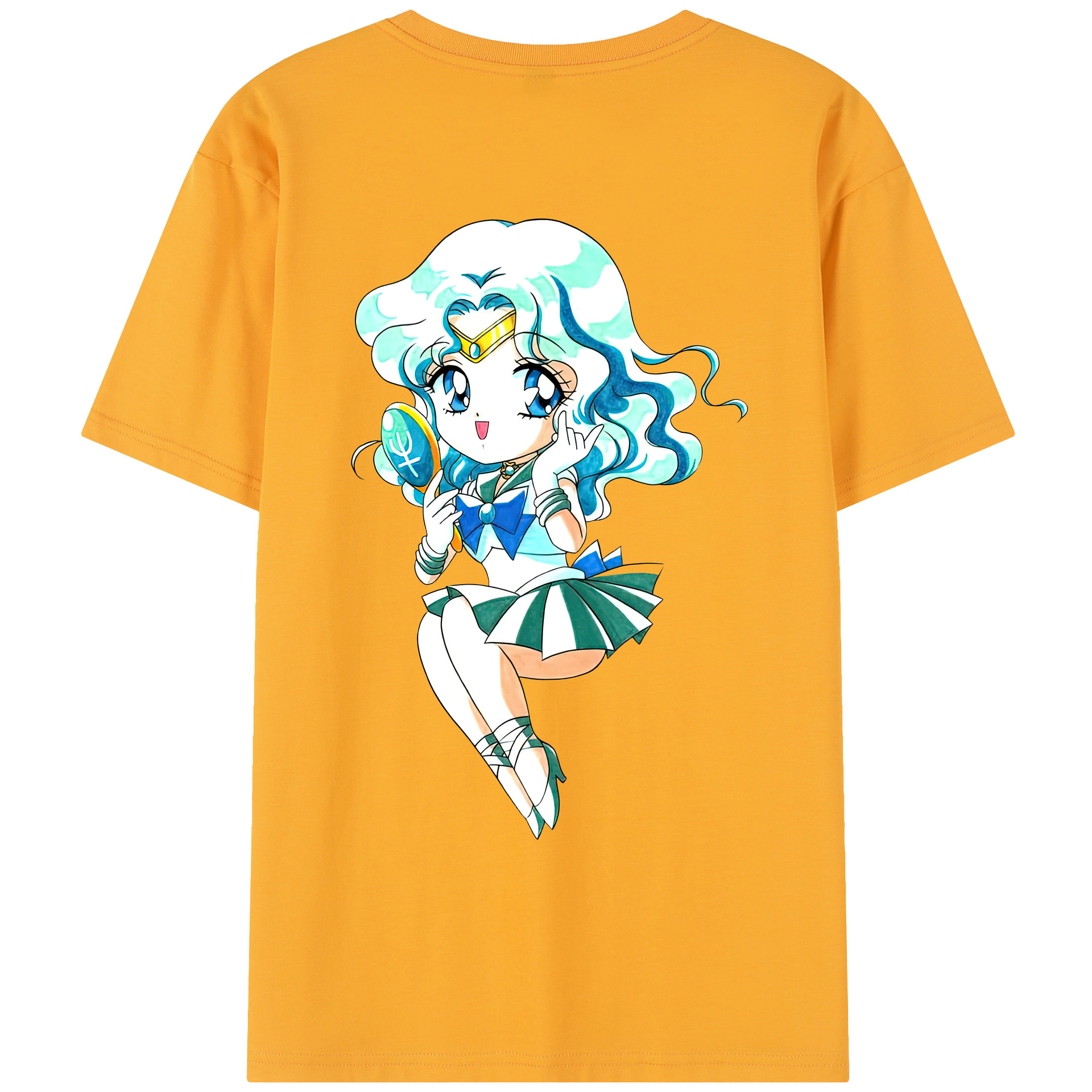 （画像用） 美少女戦士セーラームーン 海王 みちる（かいおう みちる） Sailor Moon Kaiou Michiru レディース半袖Tシャツ(バックプリント)