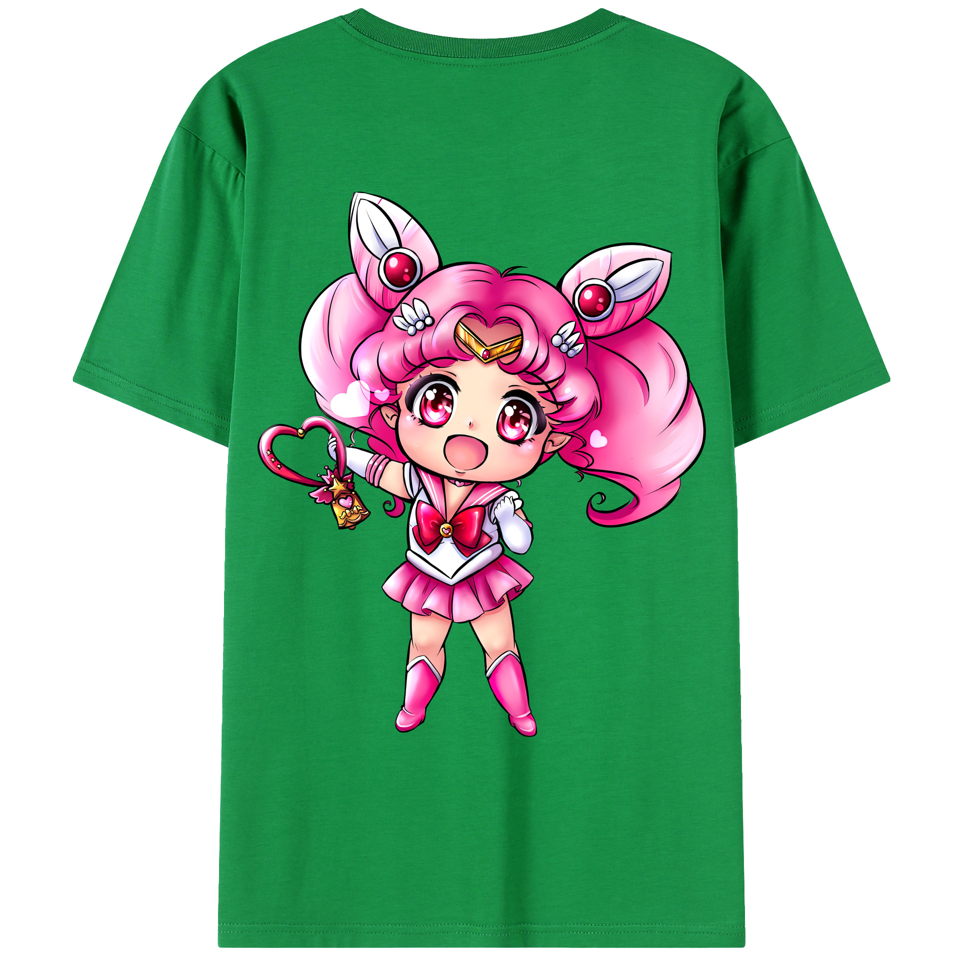 （画像用） 美少女戦士セーラームーン ちびうさ Sailor Moon Chibiusa Tsukino Usagi Small Lady Serenity レディース半袖Tシャツ(バックプリント)