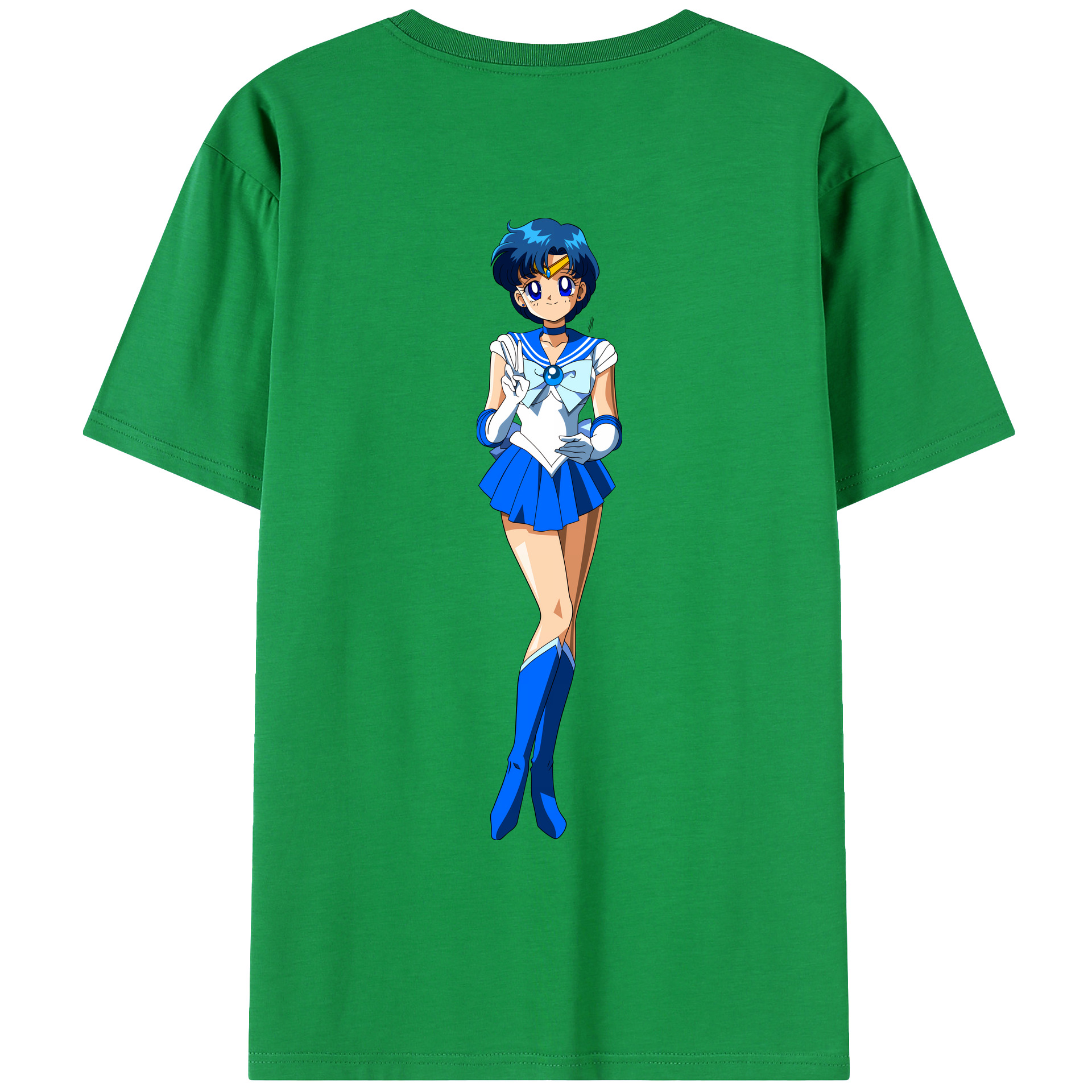 （画像用） 美少女戦士セーラームーン 水野 亜美 みずの あみ Sailor Moon Mizuno Ami レディース半袖Tシャツ(バックプリント)