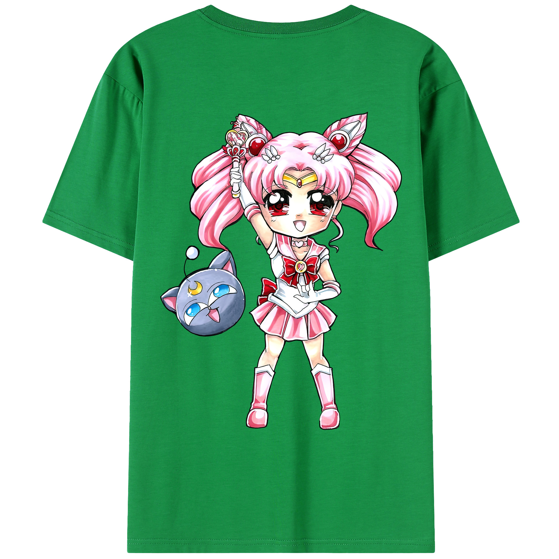 （画像用） 美少女戦士セーラームーン ちびうさ Sailor Moon Chibiusa Tsukino Usagi Small Lady Serenity レディース半袖Tシャツ(バックプリント)