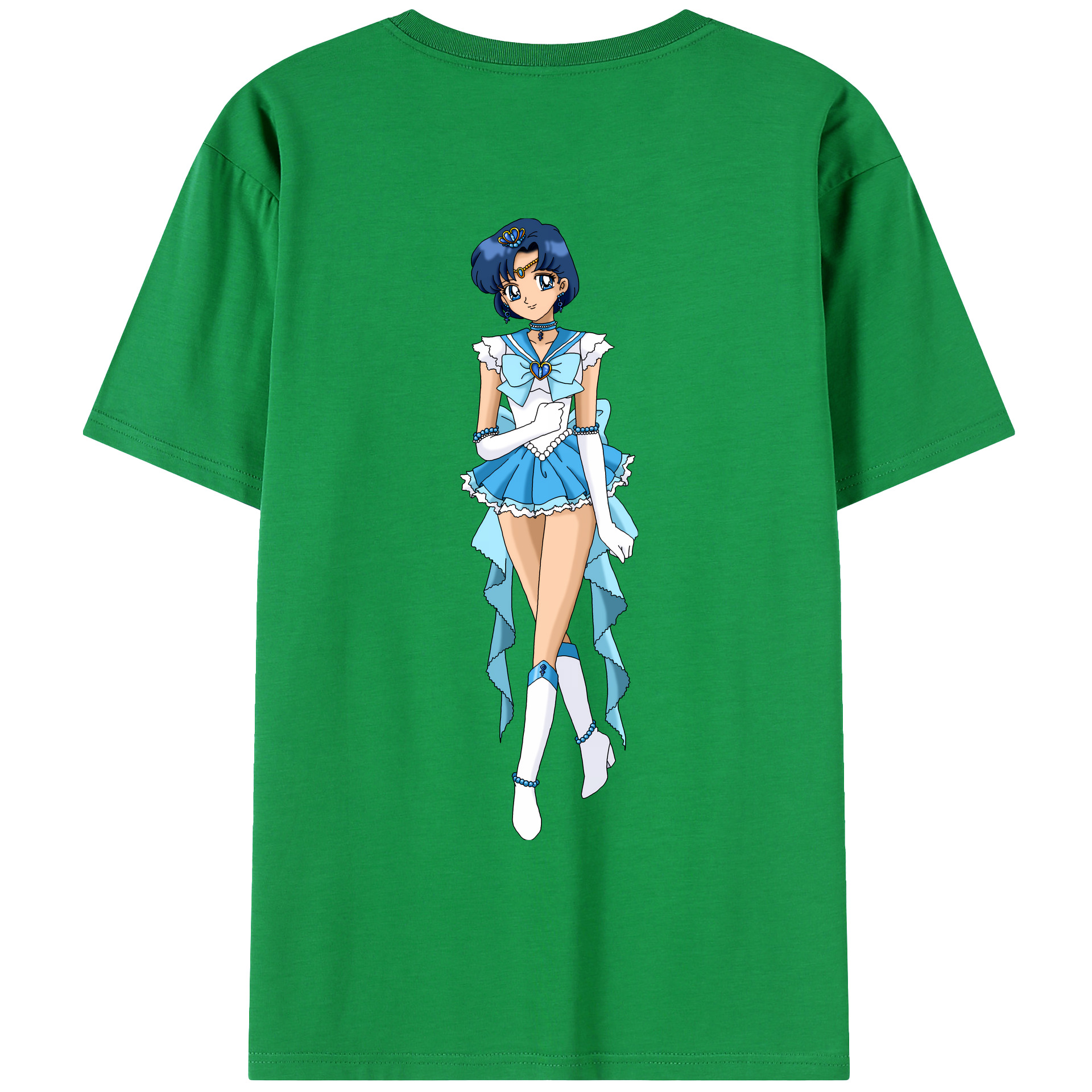 （画像用） 美少女戦士セーラームーン 水野 亜美 みずの あみ Sailor Moon Mizuno Ami レディース半袖Tシャツ(バックプリント)