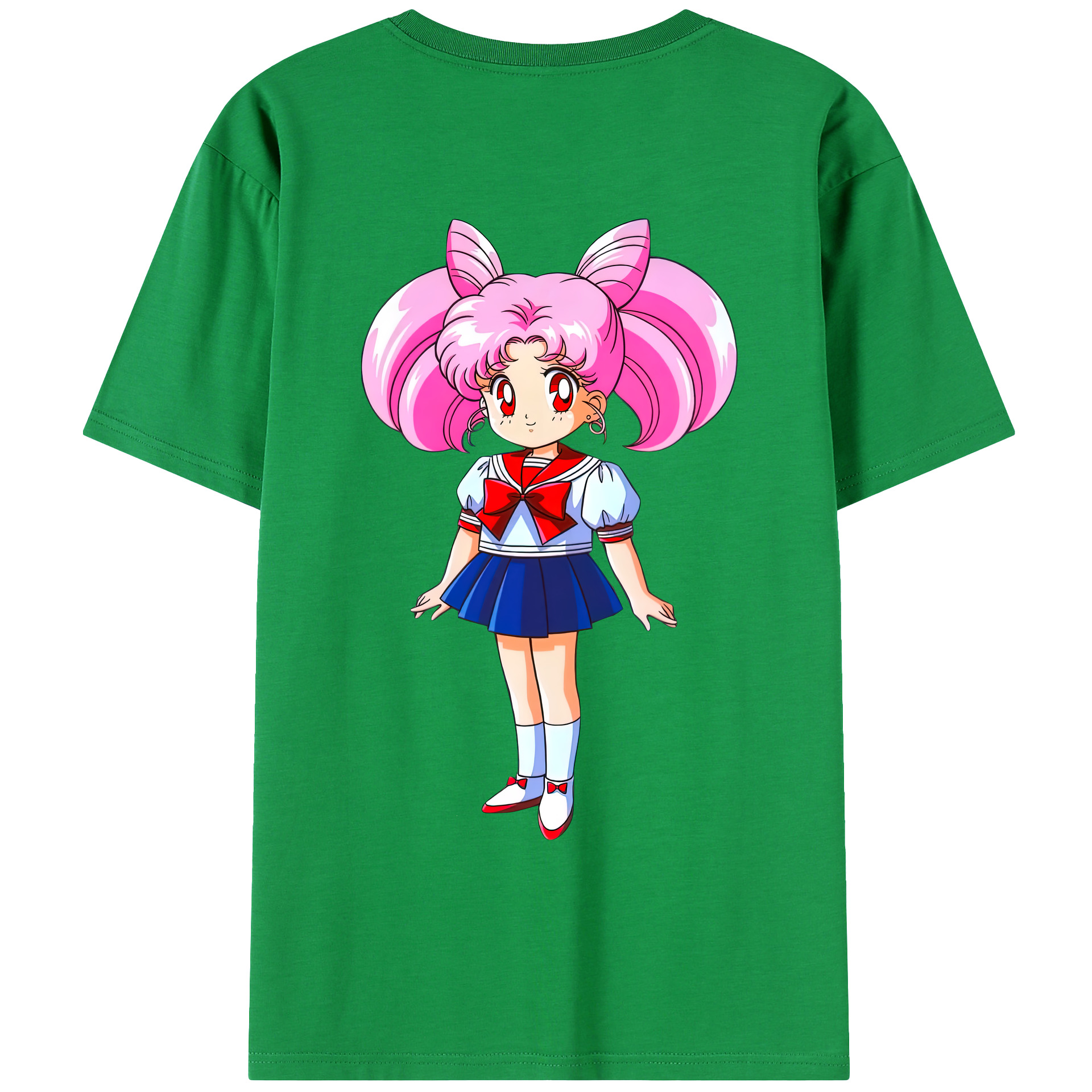 （画像用） 美少女戦士セーラームーン ちびうさ Sailor Moon Chibiusa Tsukino Usagi Small Lady Serenity レディース半袖Tシャツ(バックプリント)