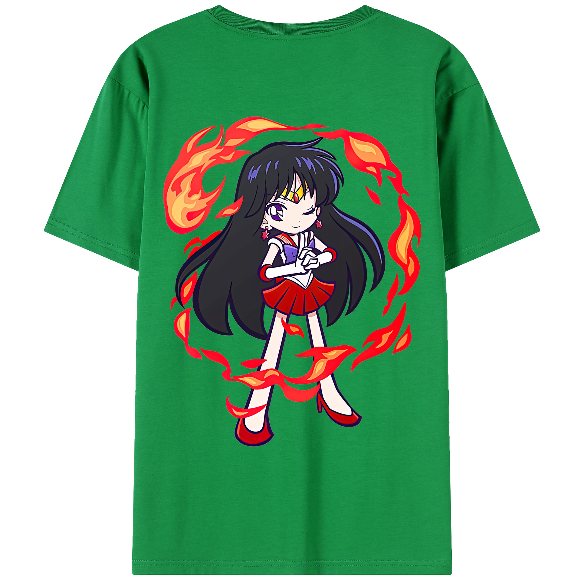 （画像用） 美少女戦士セーラームーン 火野レイ ひの レイ Sailor Moon Hino Rei （セーラーマーズ,Sailor Mars） レディース半袖Tシャツ(バックプリント)