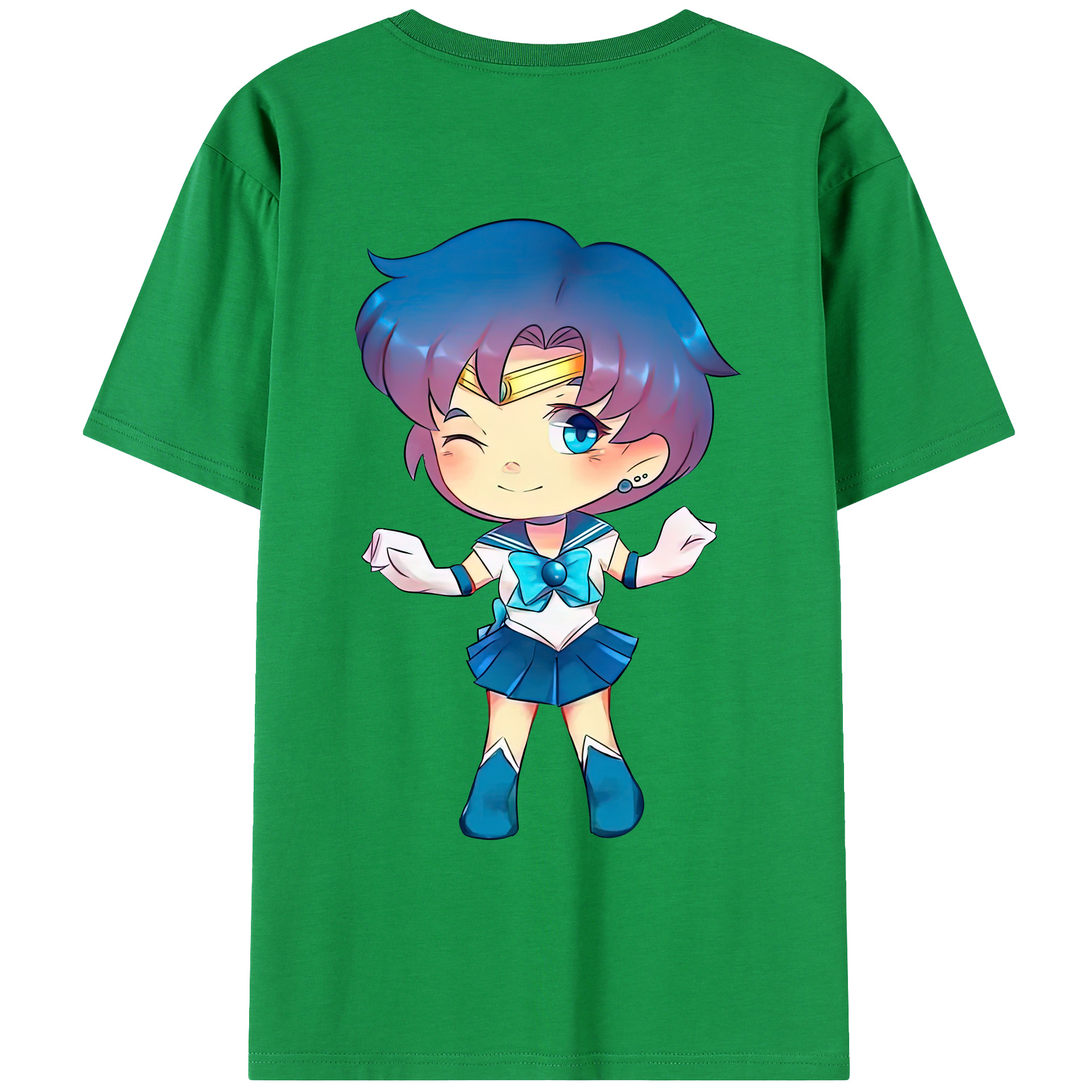 （画像用） 美少女戦士セーラームーン 水野 亜美 みずの あみ Sailor Moon Mizuno Ami レディース半袖Tシャツ(バックプリント)