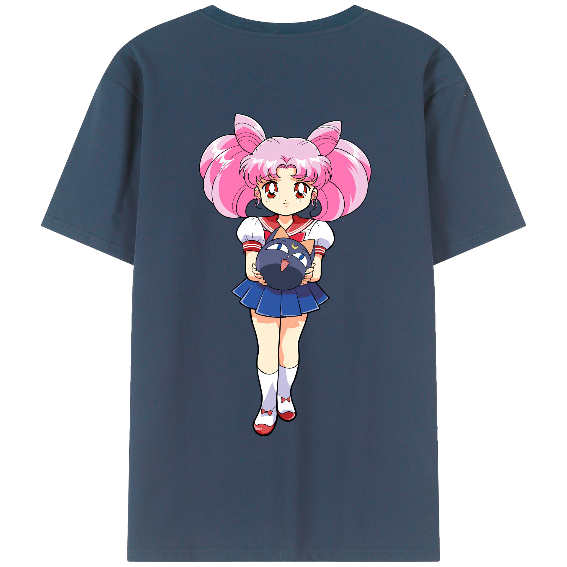 （画像用） 美少女戦士セーラームーン ちびうさ Sailor Moon Chibiusa Tsukino Usagi Small Lady Serenity レディース半袖Tシャツ(バックプリント)