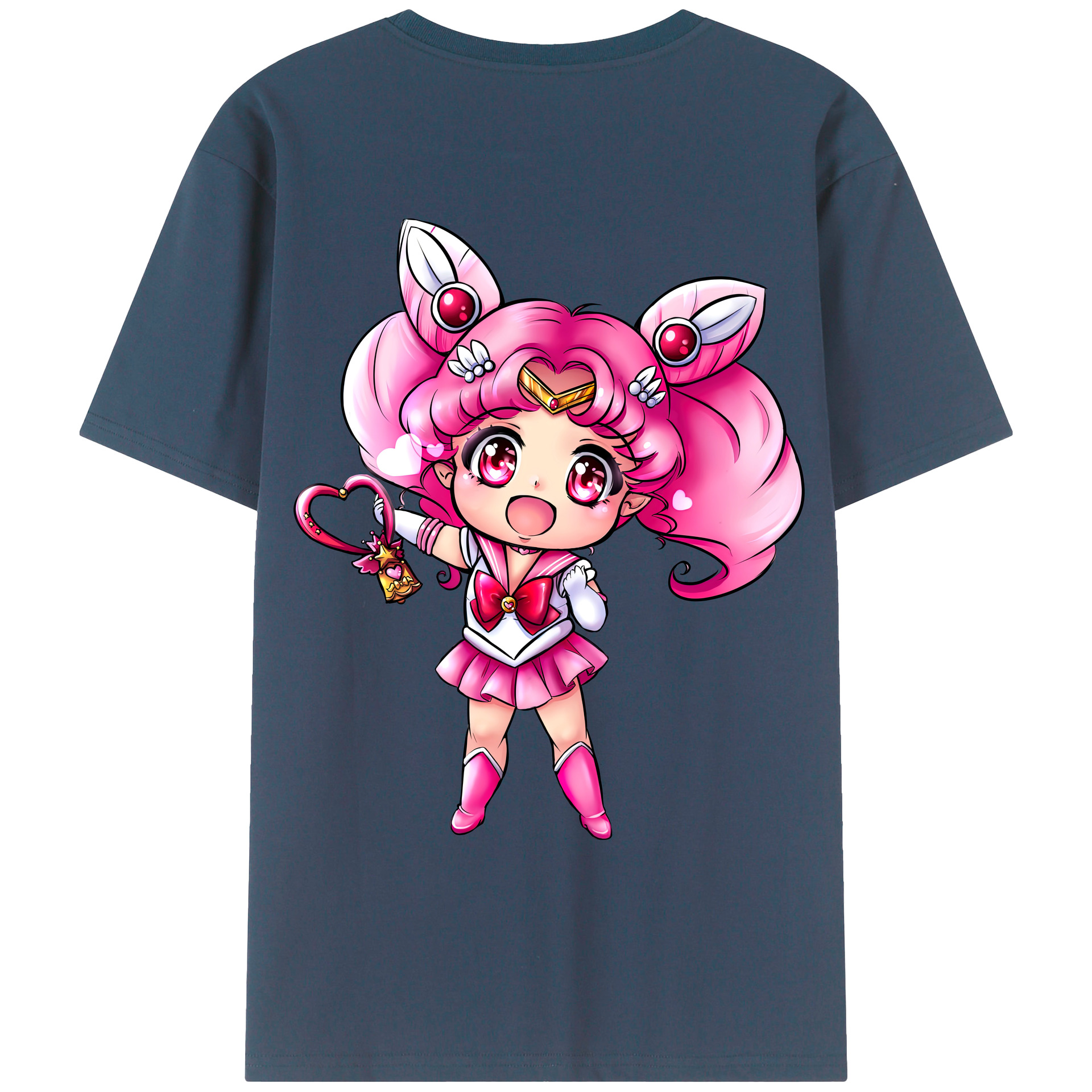 （画像用） 美少女戦士セーラームーン ちびうさ Sailor Moon Chibiusa Tsukino Usagi Small Lady Serenity レディース半袖Tシャツ(バックプリント)