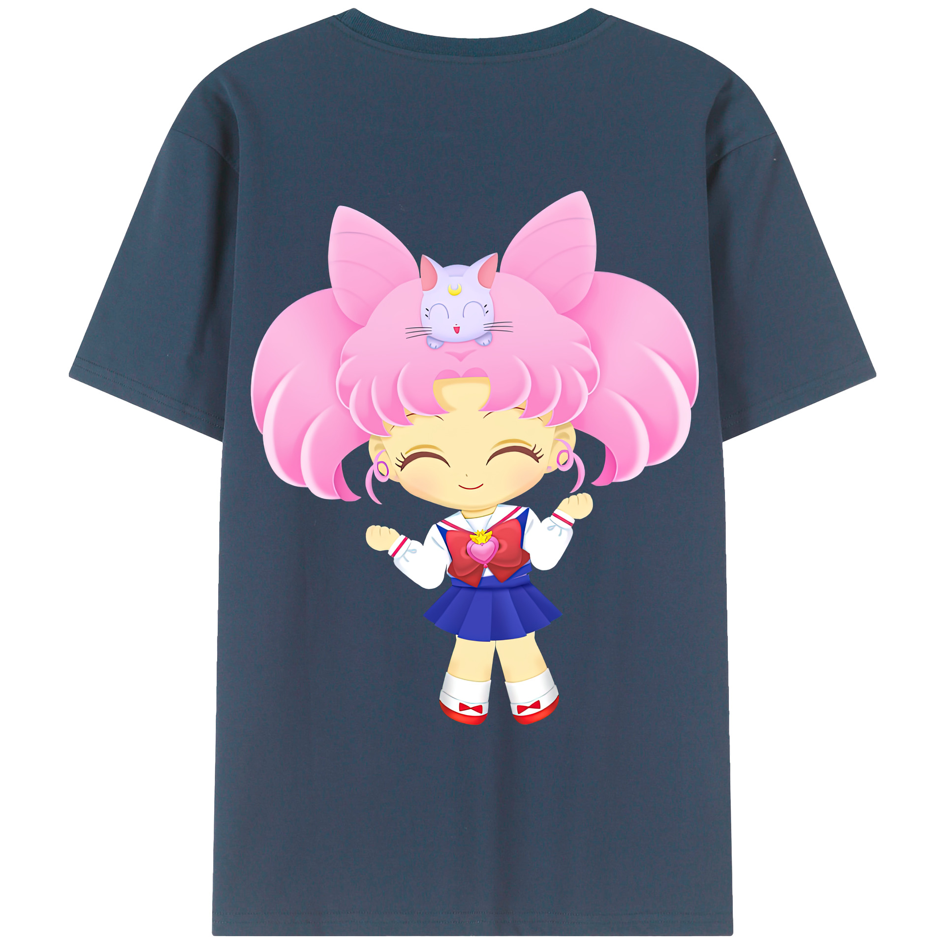 （画像用） 美少女戦士セーラームーン ちびうさ Sailor Moon Chibiusa Tsukino Usagi Small Lady Serenity レディース半袖Tシャツ(バックプリント)
