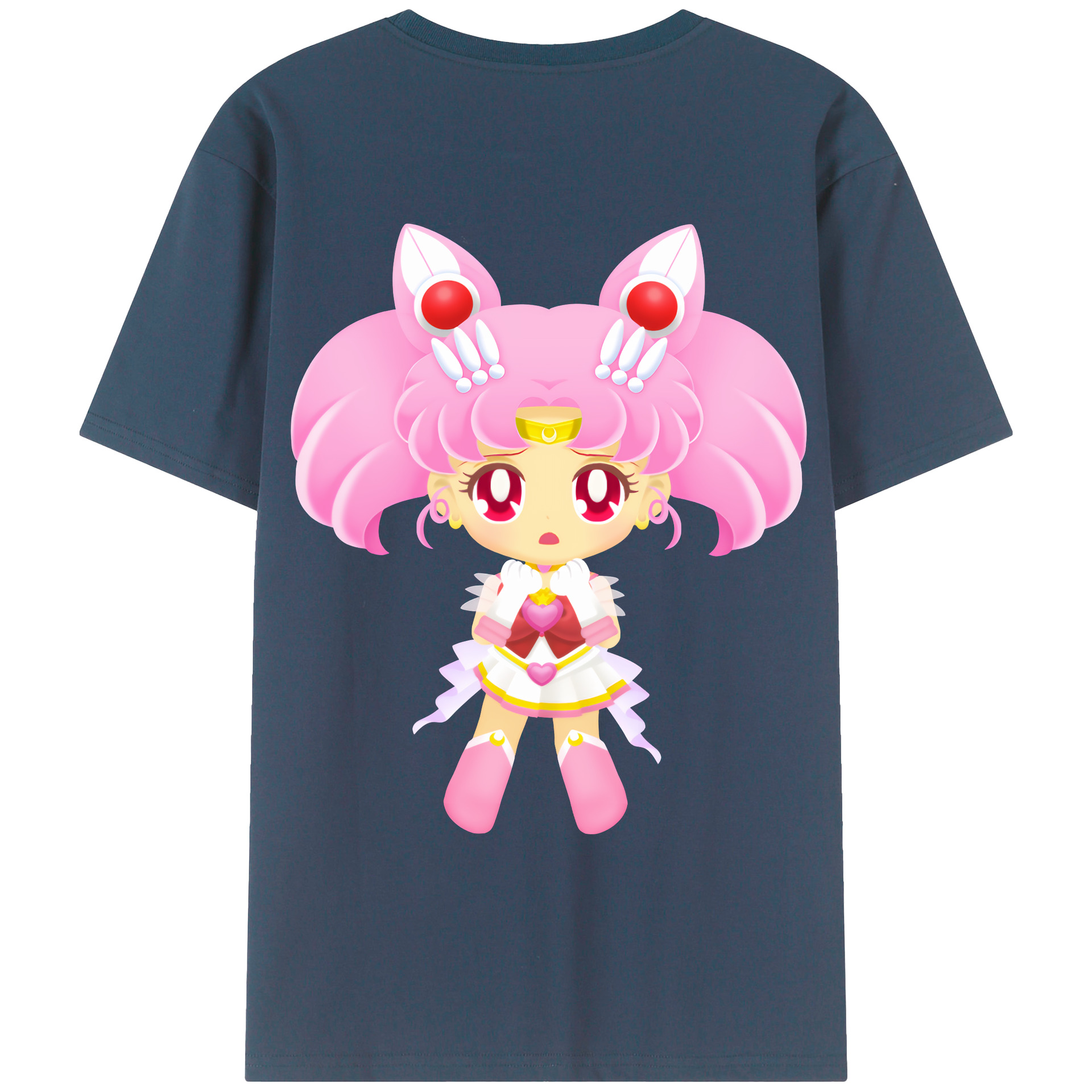 （画像用） 美少女戦士セーラームーン ちびうさ Sailor Moon Chibiusa Tsukino Usagi Small Lady Serenity レディース半袖Tシャツ(バックプリント)