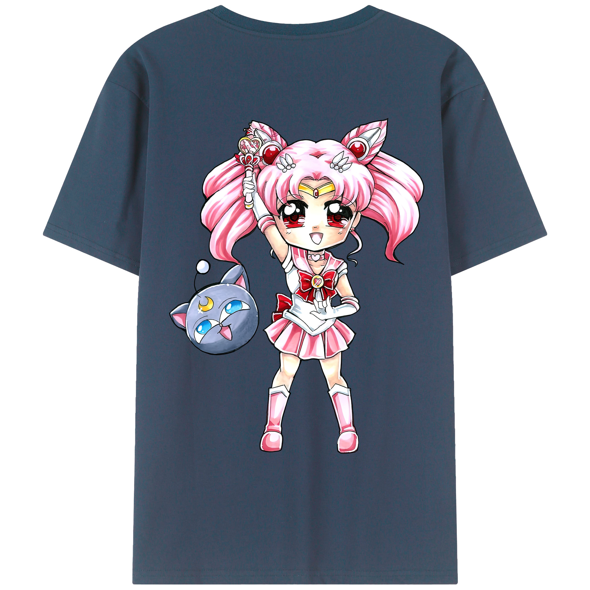 （画像用） 美少女戦士セーラームーン ちびうさ Sailor Moon Chibiusa Tsukino Usagi Small Lady Serenity レディース半袖Tシャツ(バックプリント)