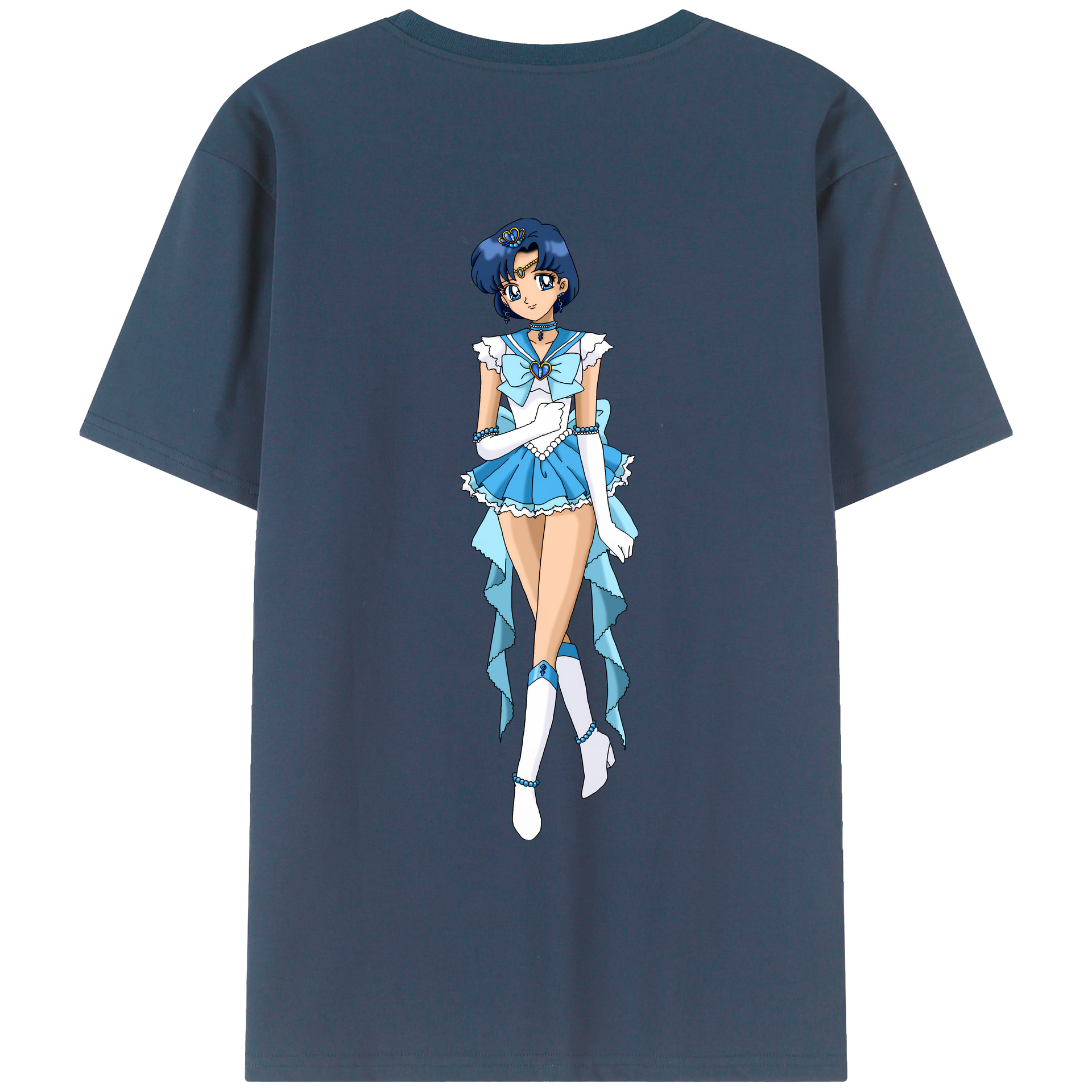 （画像用） 美少女戦士セーラームーン 水野 亜美 みずの あみ Sailor Moon Mizuno Ami レディース半袖Tシャツ(バックプリント)