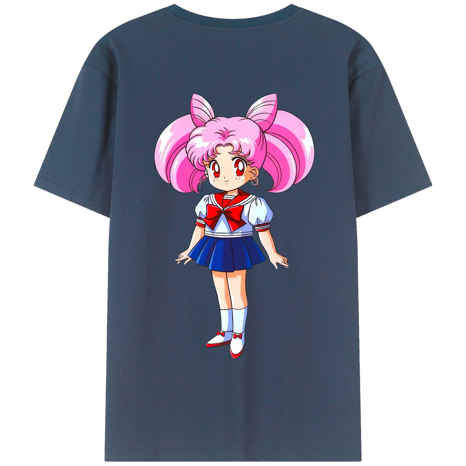 （画像用） 美少女戦士セーラームーン ちびうさ Sailor Moon Chibiusa Tsukino Usagi Small Lady Serenity レディース半袖Tシャツ(バックプリント)