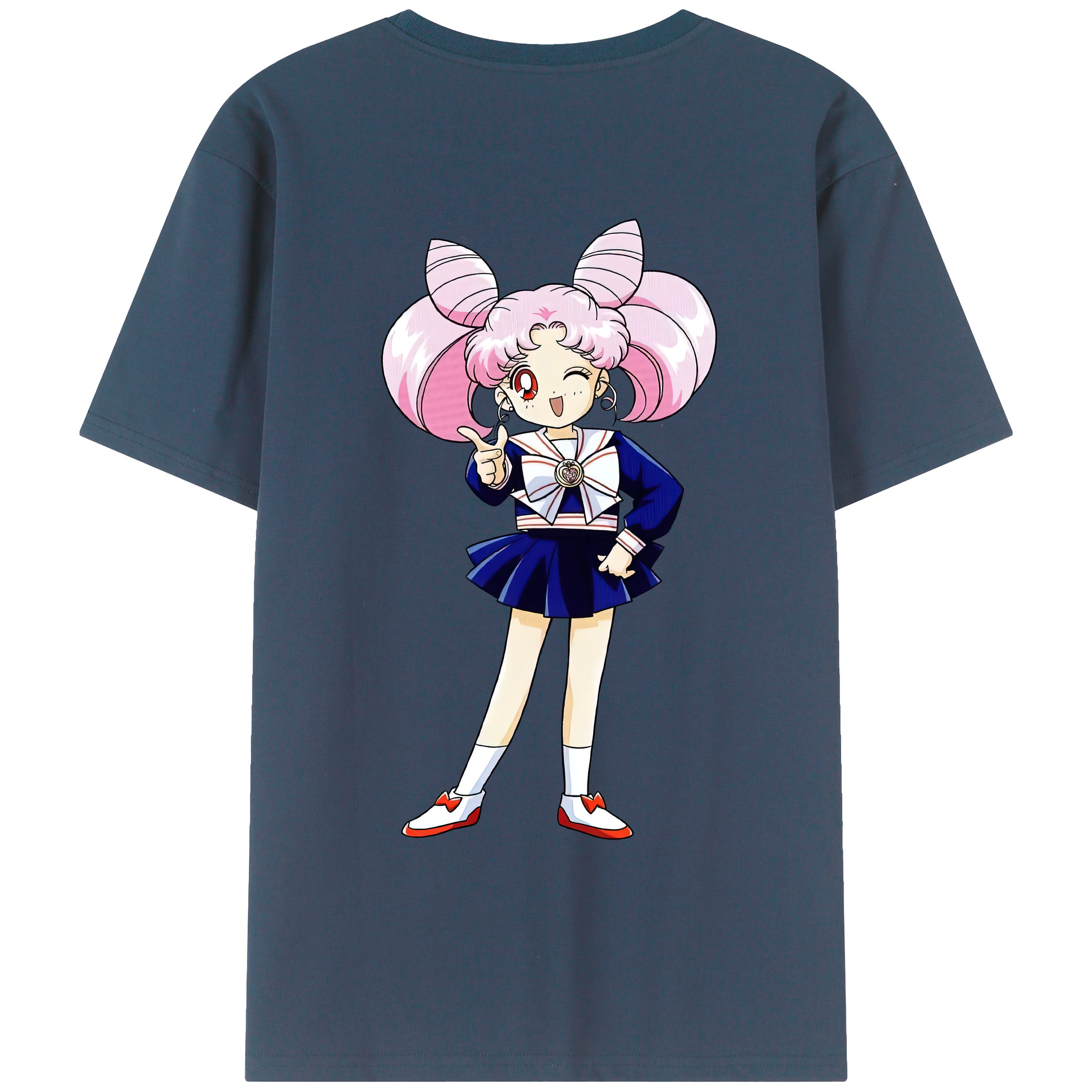 （画像用） 美少女戦士セーラームーン ちびうさ Sailor Moon Chibiusa Tsukino Usagi Small Lady Serenity レディース半袖Tシャツ(バックプリント)