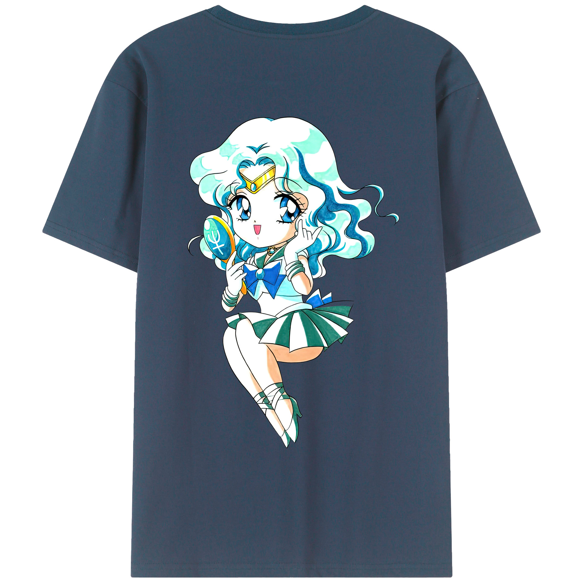 （画像用） 美少女戦士セーラームーン 海王 みちる（かいおう みちる） Sailor Moon Kaiou Michiru レディース半袖Tシャツ(バックプリント)