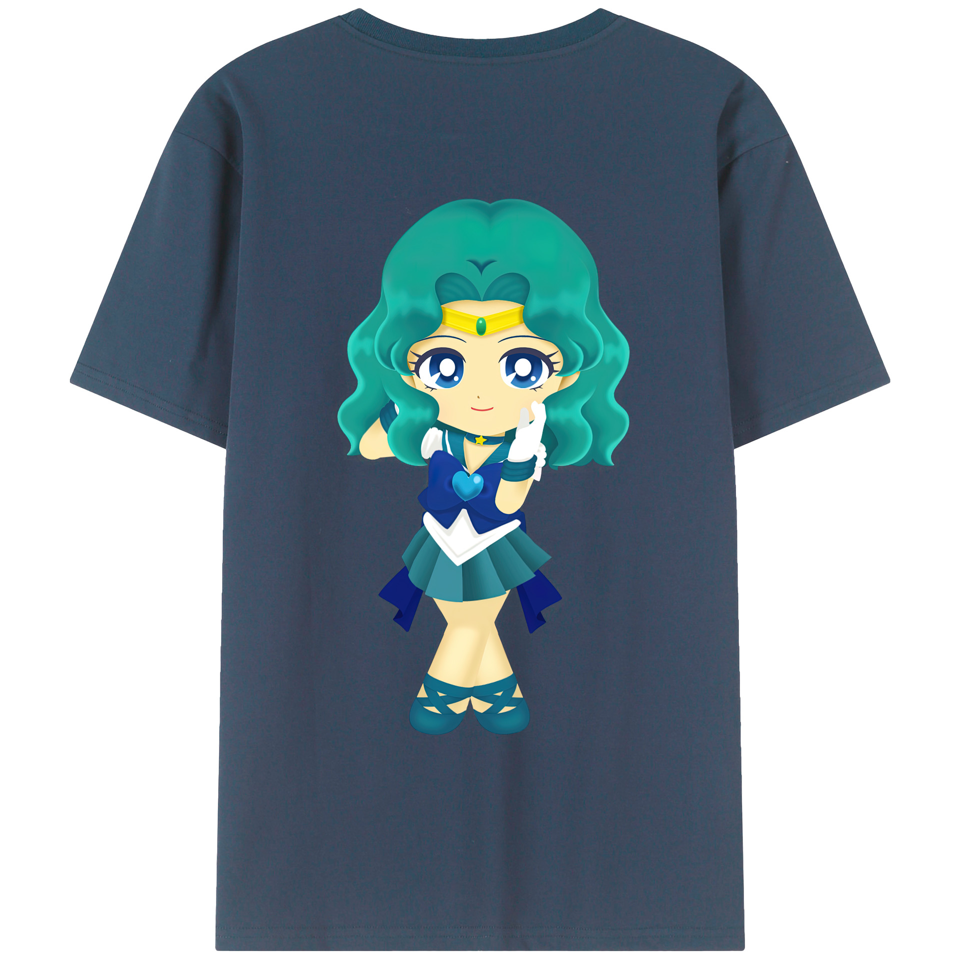（画像用） 美少女戦士セーラームーン 海王 みちる（かいおう みちる） Sailor Moon Kaiou Michiru レディース半袖Tシャツ(バックプリント)