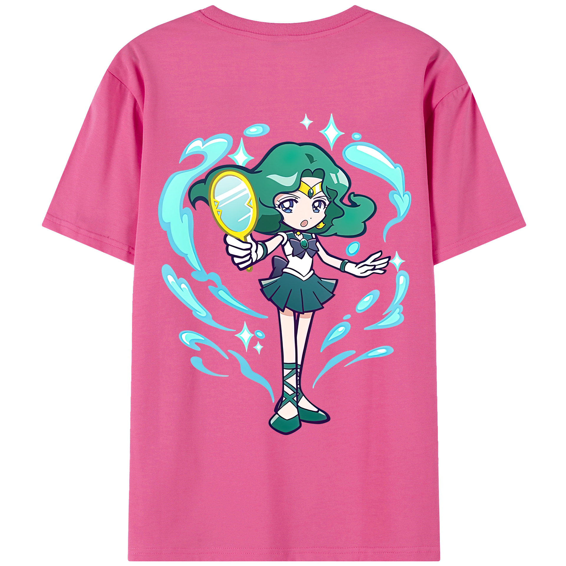 （画像用） 美少女戦士セーラームーン 海王 みちる（かいおう みちる） Sailor Moon Kaiou Michiru レディース半袖Tシャツ(バックプリント)