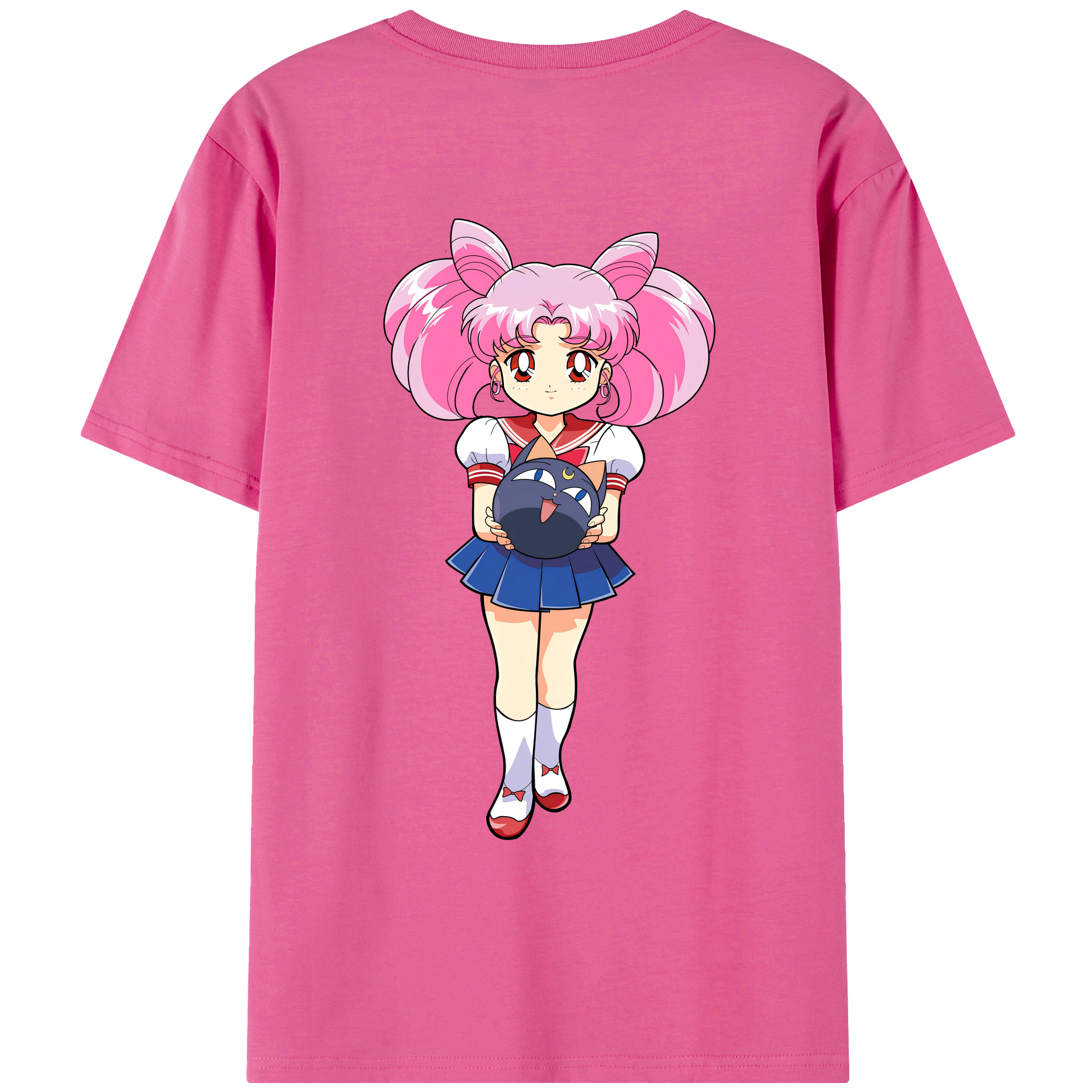 （画像用） 美少女戦士セーラームーン ちびうさ Sailor Moon Chibiusa Tsukino Usagi Small Lady Serenity レディース半袖Tシャツ(バックプリント)