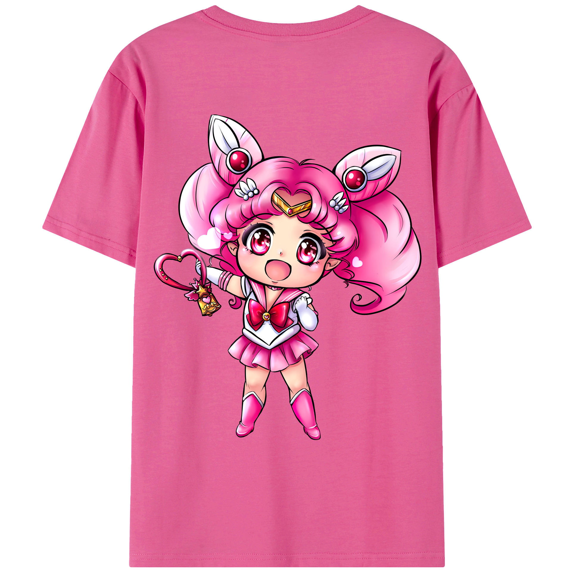 （画像用） 美少女戦士セーラームーン ちびうさ Sailor Moon Chibiusa Tsukino Usagi Small Lady Serenity レディース半袖Tシャツ(バックプリント)