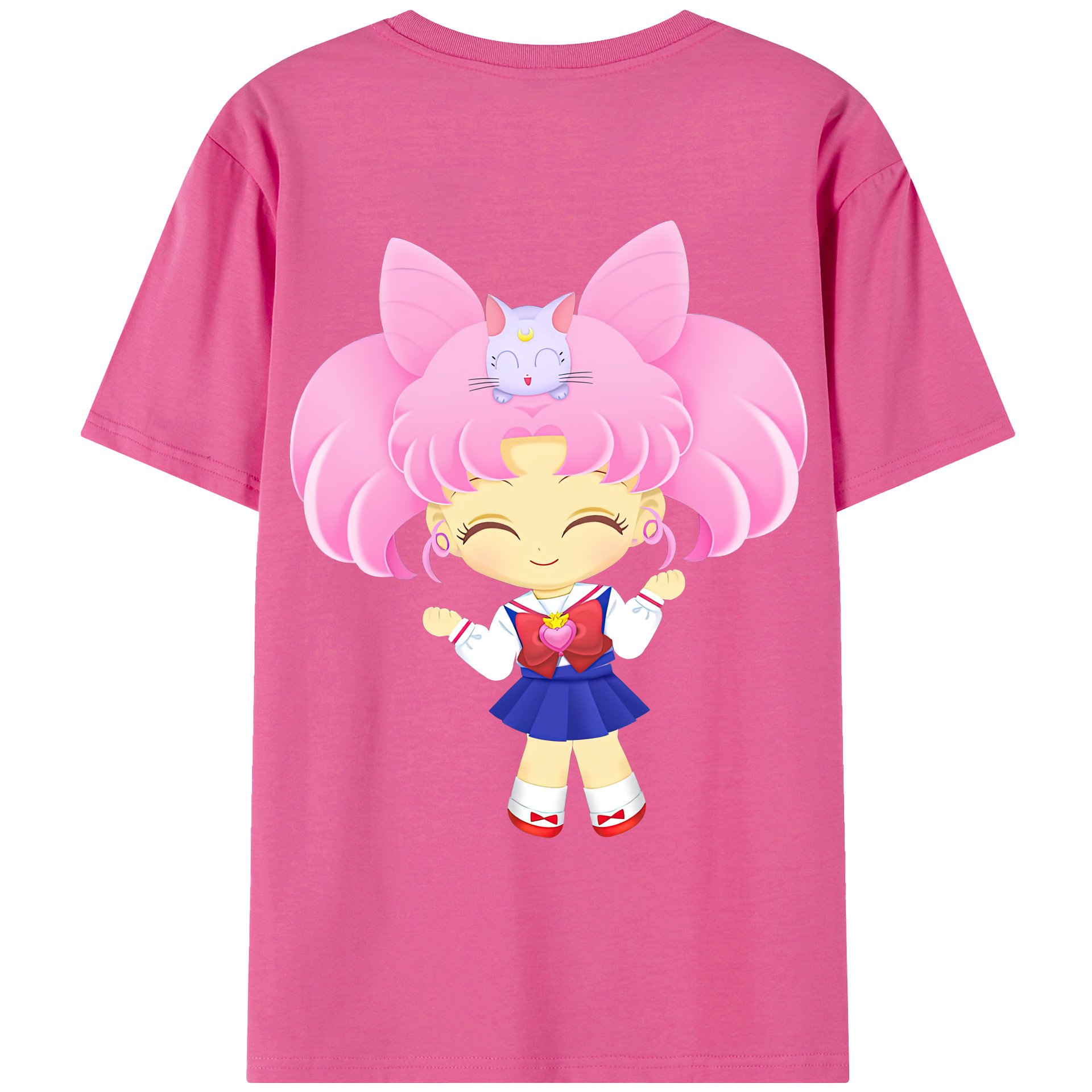 （画像用） 美少女戦士セーラームーン ちびうさ Sailor Moon Chibiusa Tsukino Usagi Small Lady Serenity レディース半袖Tシャツ(バックプリント)
