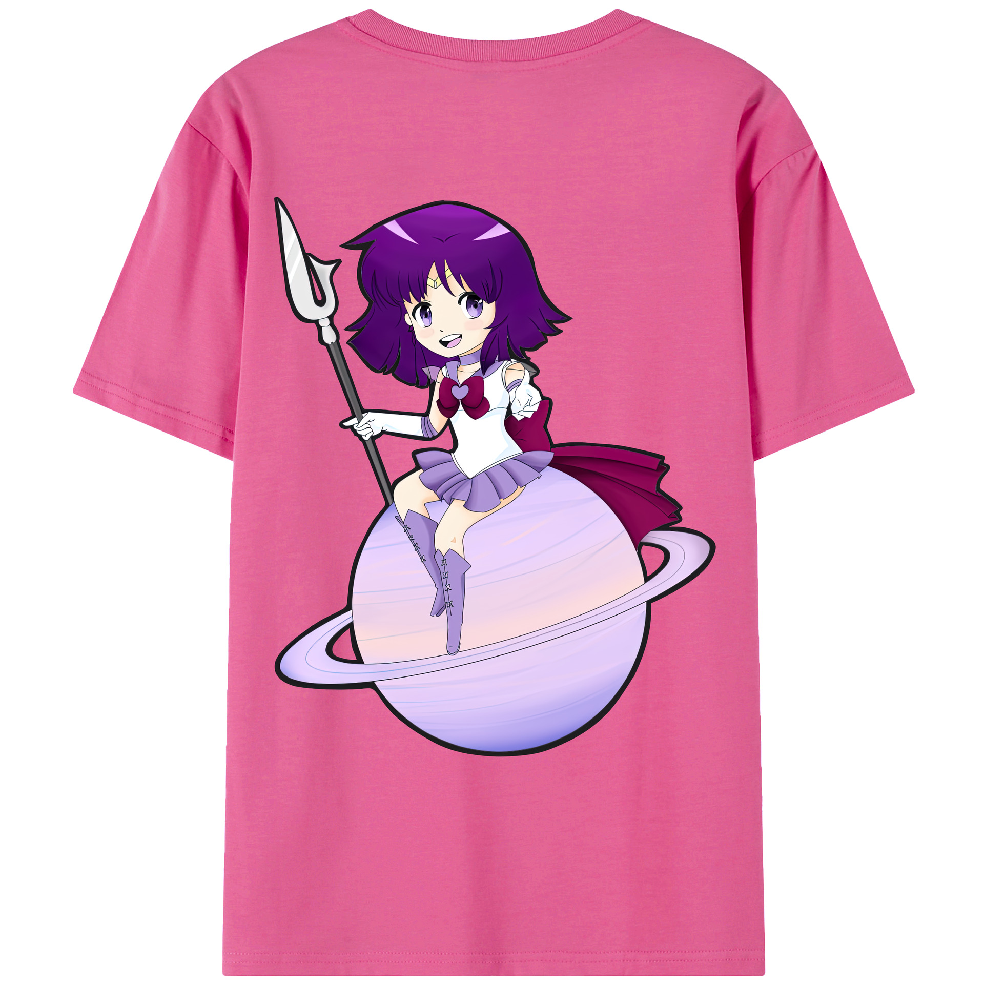 （画像用） 美少女戦士セーラームーン 土萠ほたる Sailor Moon Tomoe Hotaru （セーラーサターン；Sailor Saturn） レディース半袖Tシャツ(バックプリント)