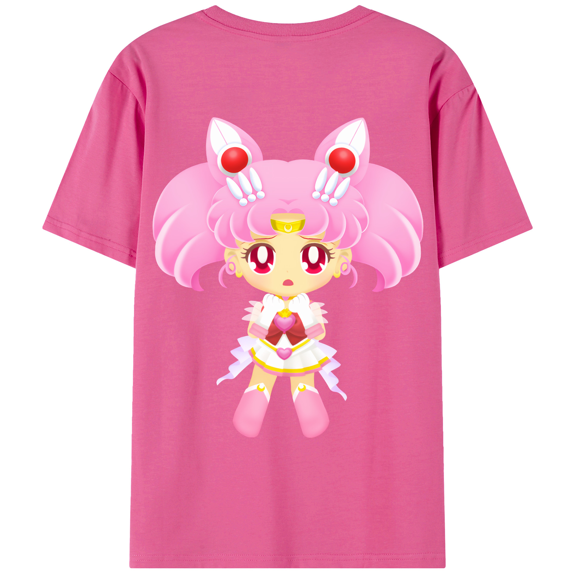 （画像用） 美少女戦士セーラームーン ちびうさ Sailor Moon Chibiusa Tsukino Usagi Small Lady Serenity レディース半袖Tシャツ(バックプリント)