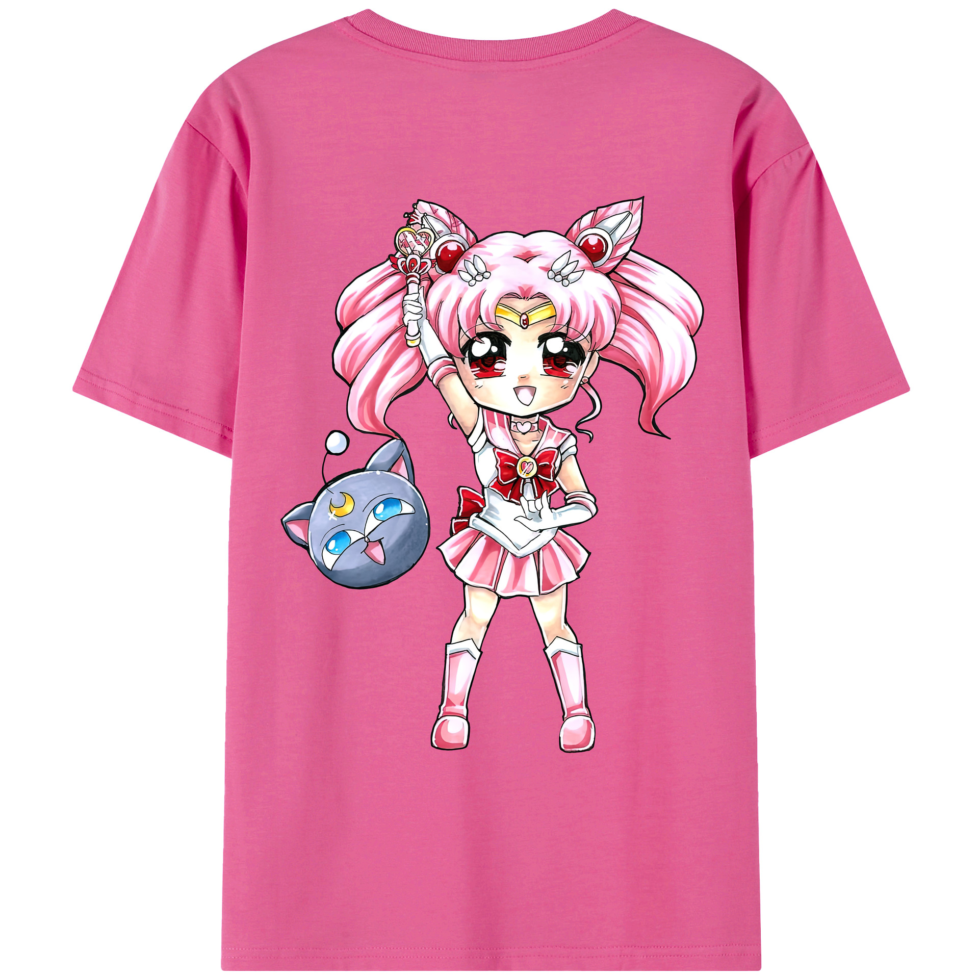（画像用） 美少女戦士セーラームーン ちびうさ Sailor Moon Chibiusa Tsukino Usagi Small Lady Serenity レディース半袖Tシャツ(バックプリント)