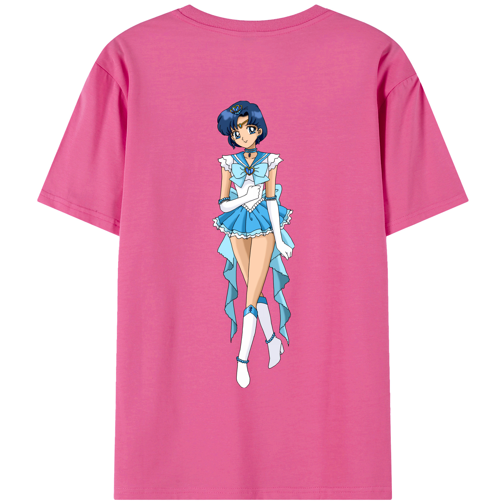 （画像用） 美少女戦士セーラームーン 水野 亜美 みずの あみ Sailor Moon Mizuno Ami レディース半袖Tシャツ(バックプリント)