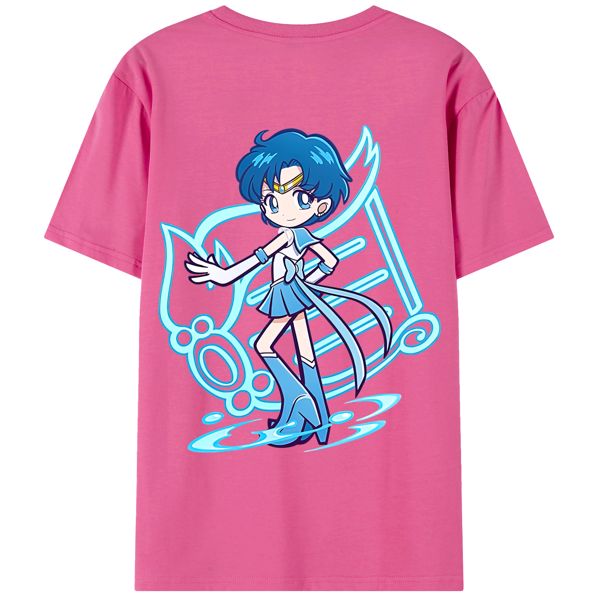 （画像用） 美少女戦士セーラームーン 水野 亜美 みずの あみ Sailor Moon Mizuno Ami レディース半袖Tシャツ(バックプリント)
